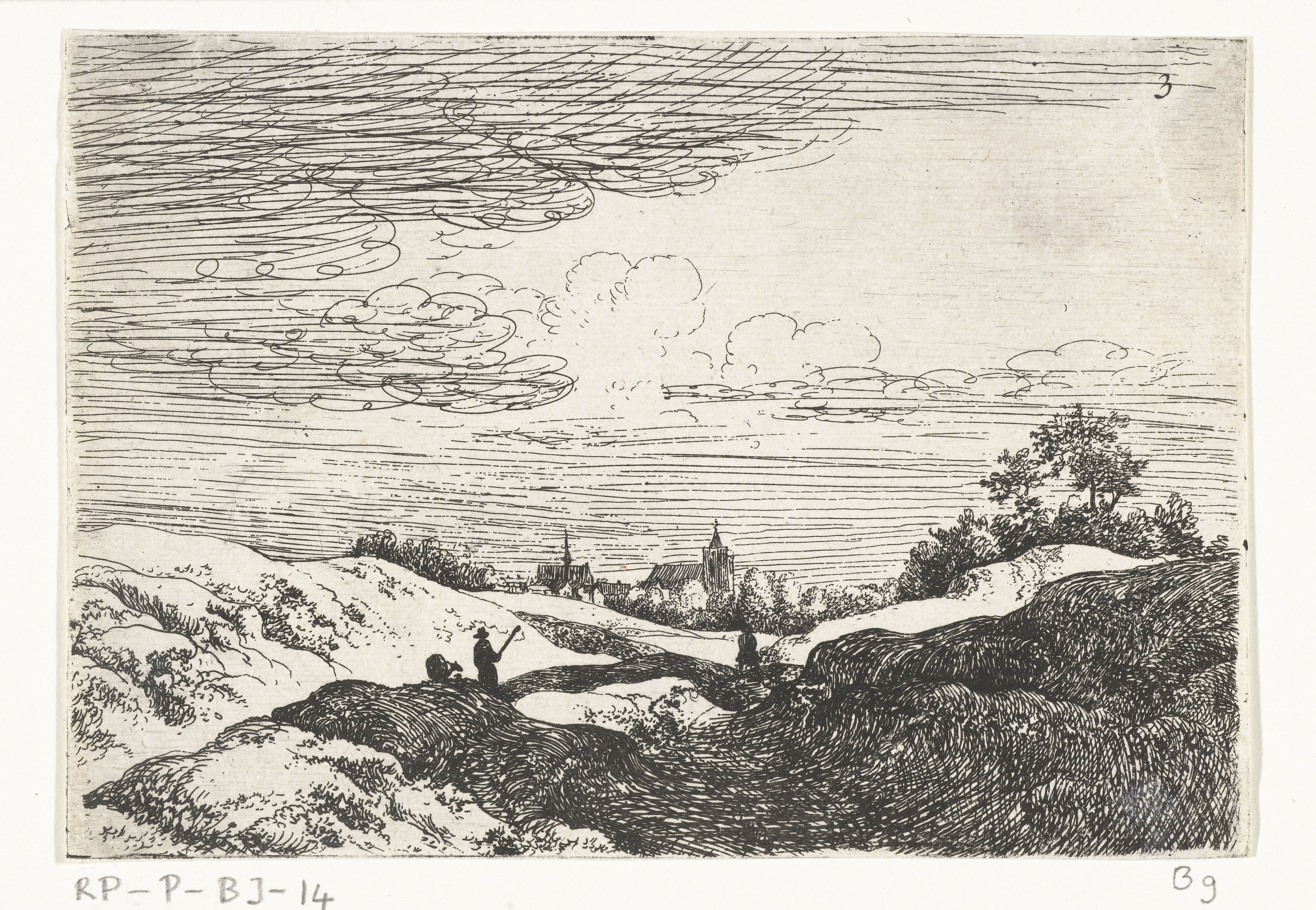 Glooiend landschap met kerktorens