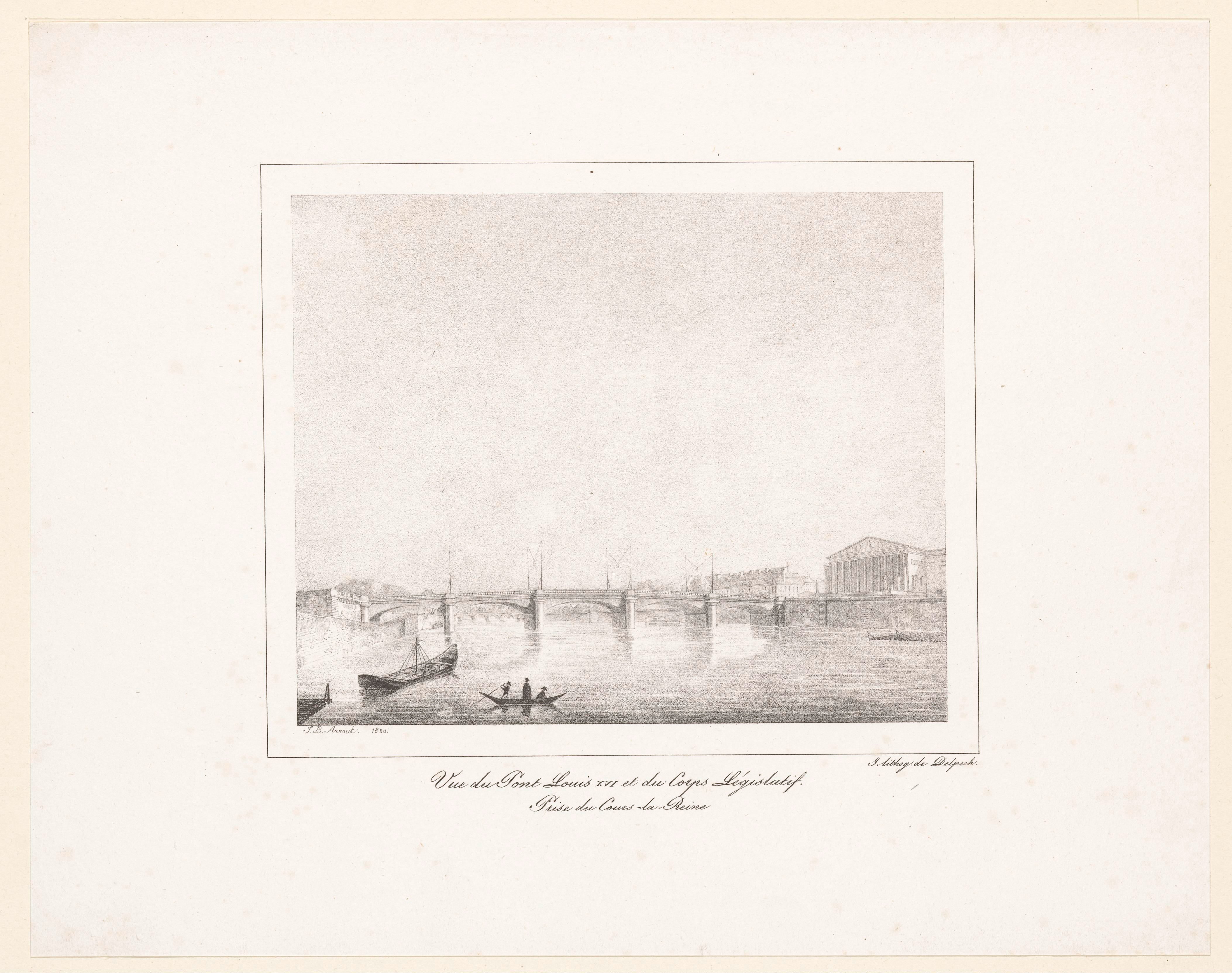 Zicht op de Pont de la Concorde en het Palais Bourbon in Parijs