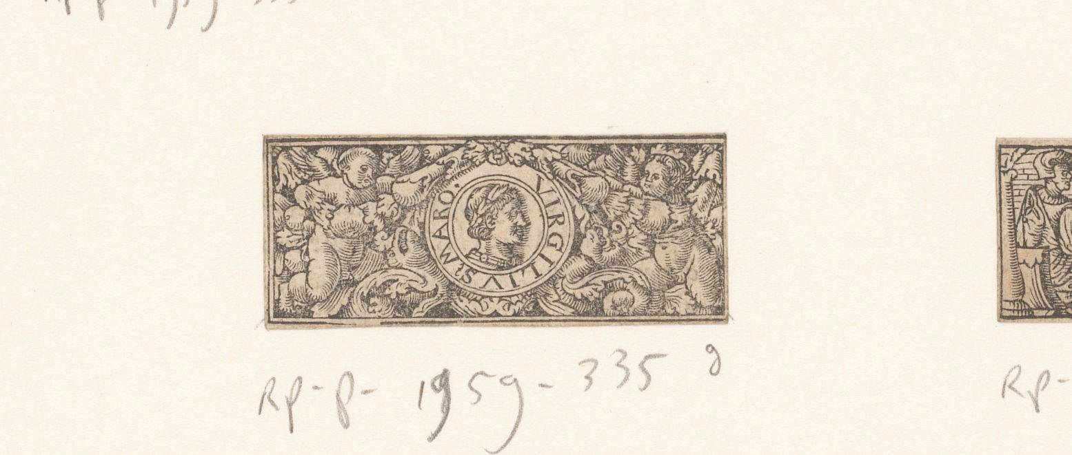 Ornament met portret van Publius Virgilius Maro in medaillon