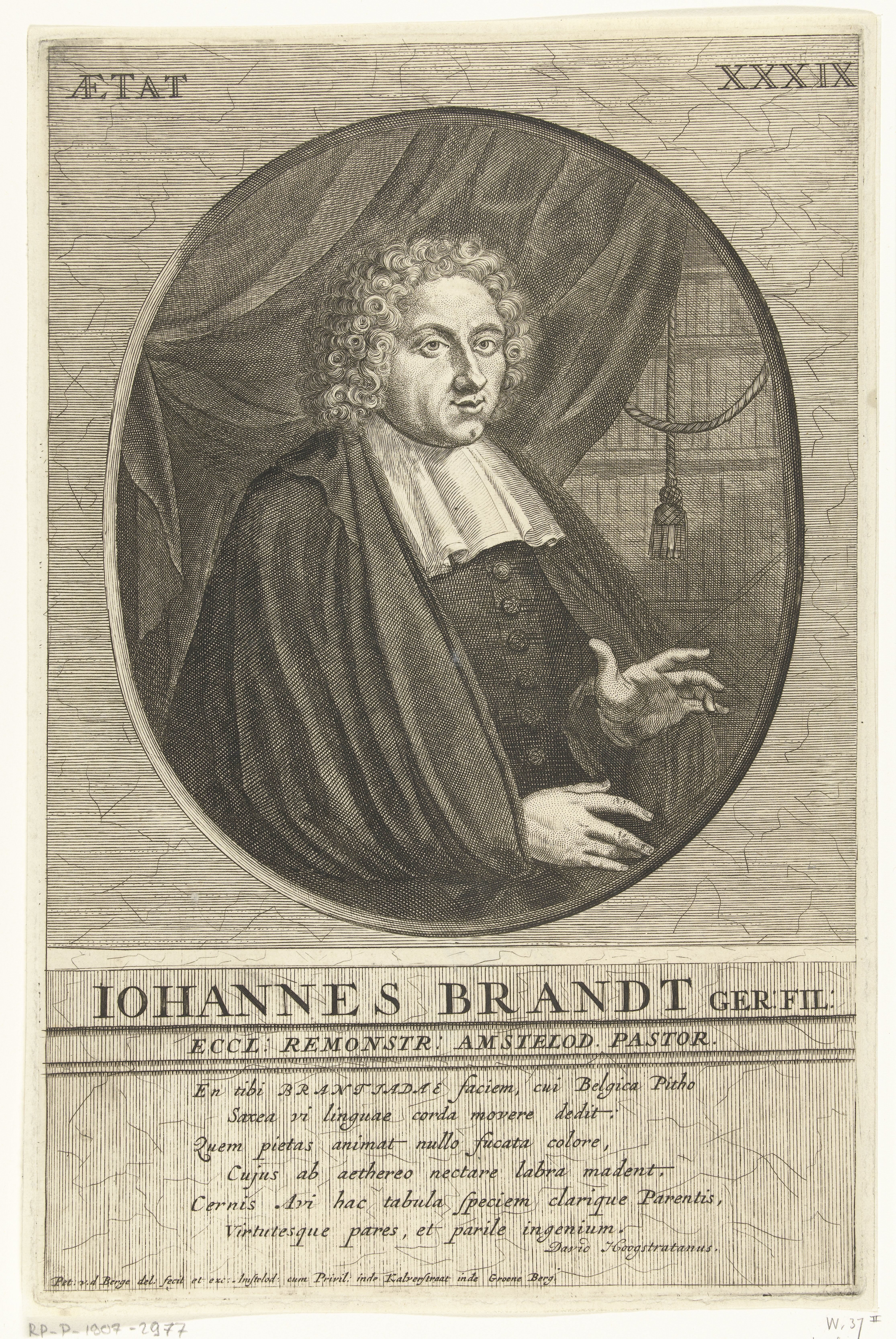 Portret van Johannes Brandt op 39-jarige leeftijd