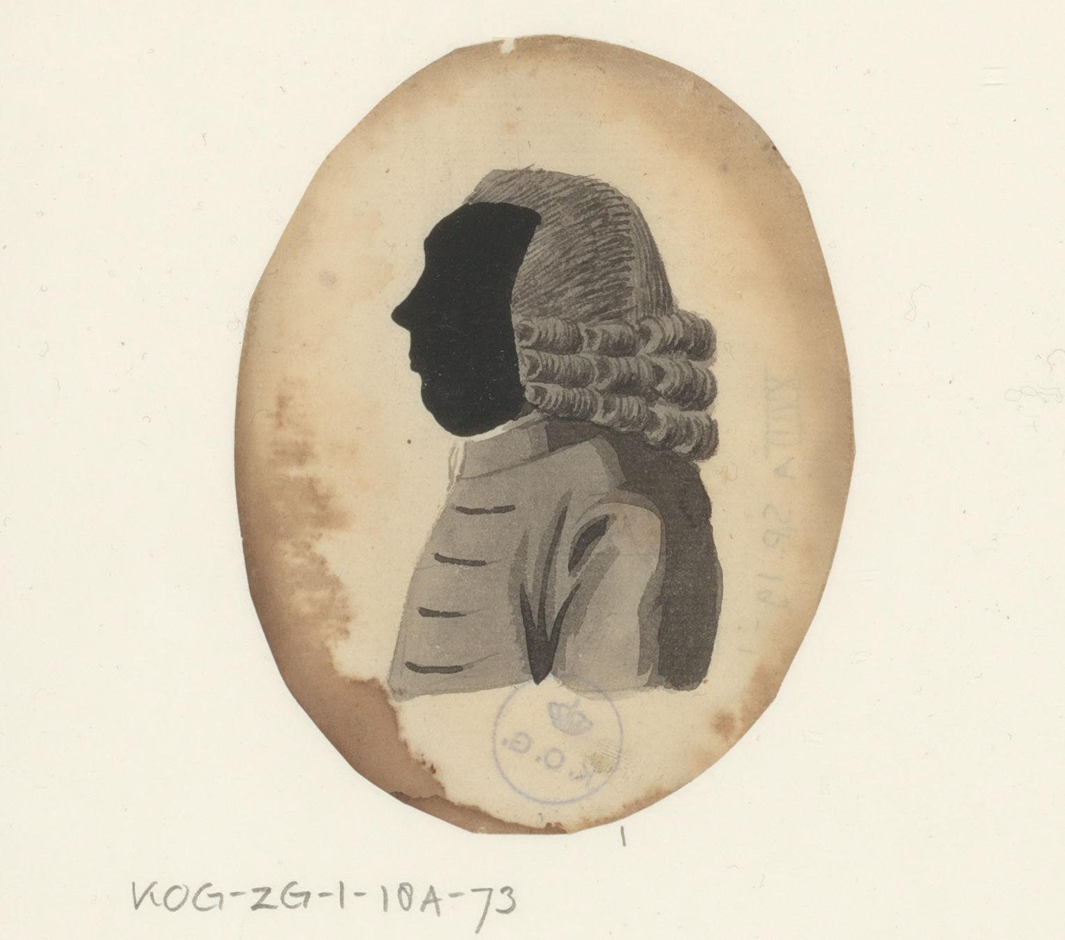 Silhouetportret van een onbekende man met pruik