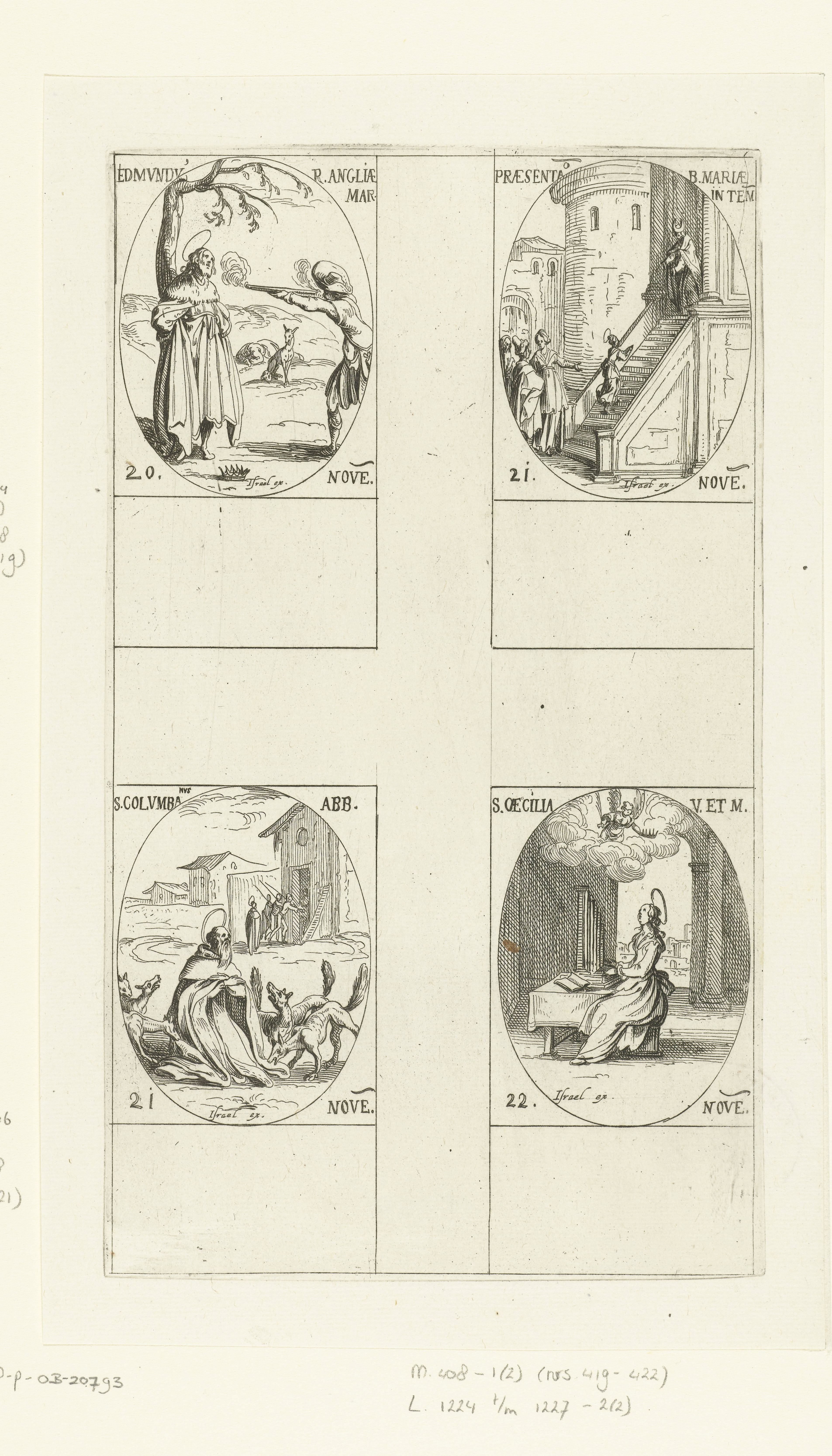 Heilige Edmundus van East Anglia, Presentatie van Maria in de tempel (Maria Presentatie), Heilige Columbanus van Bobbio, Heilige Caecilia van Rome (20-22 november)