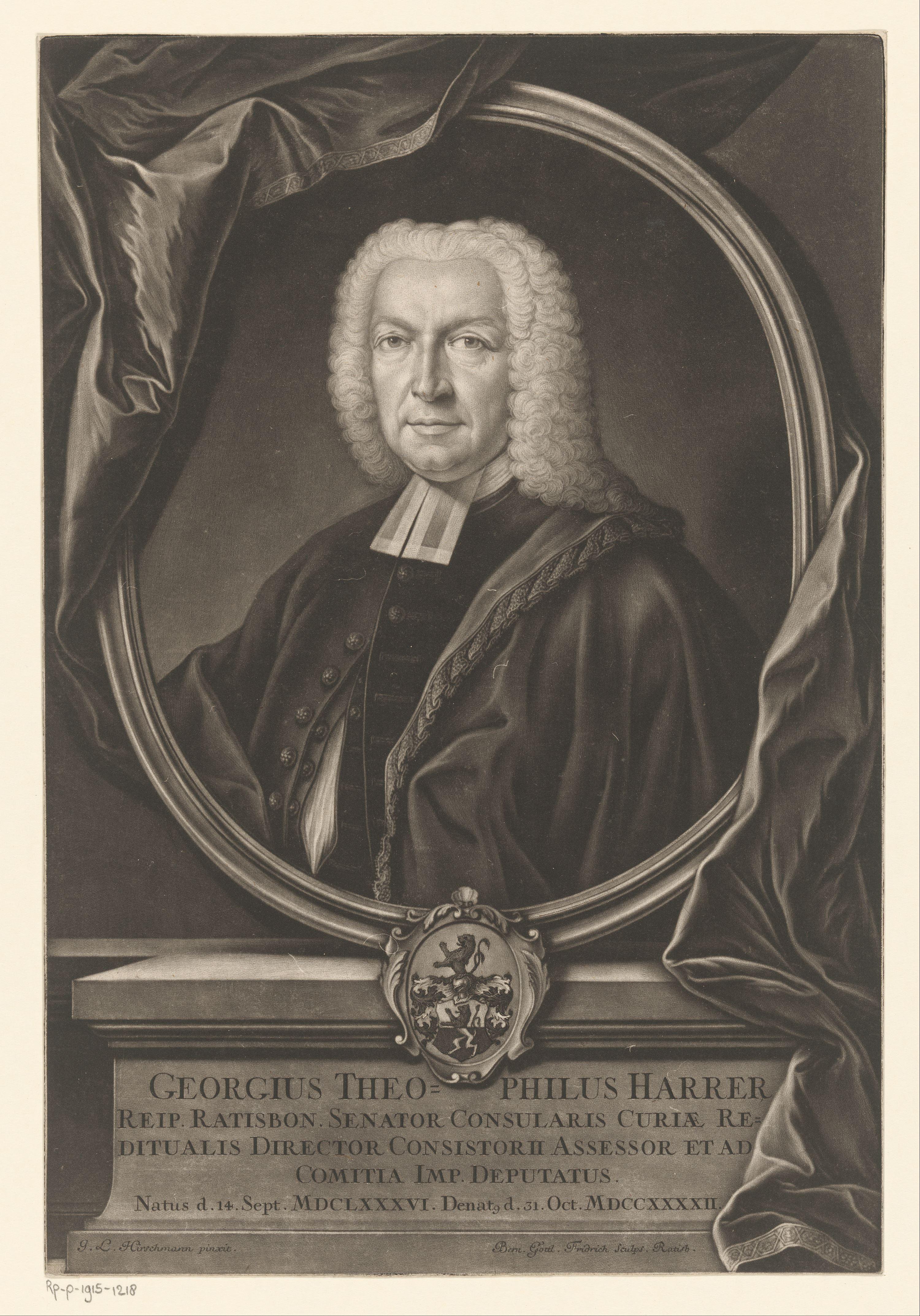 Portret van Georg Theophil Harrer