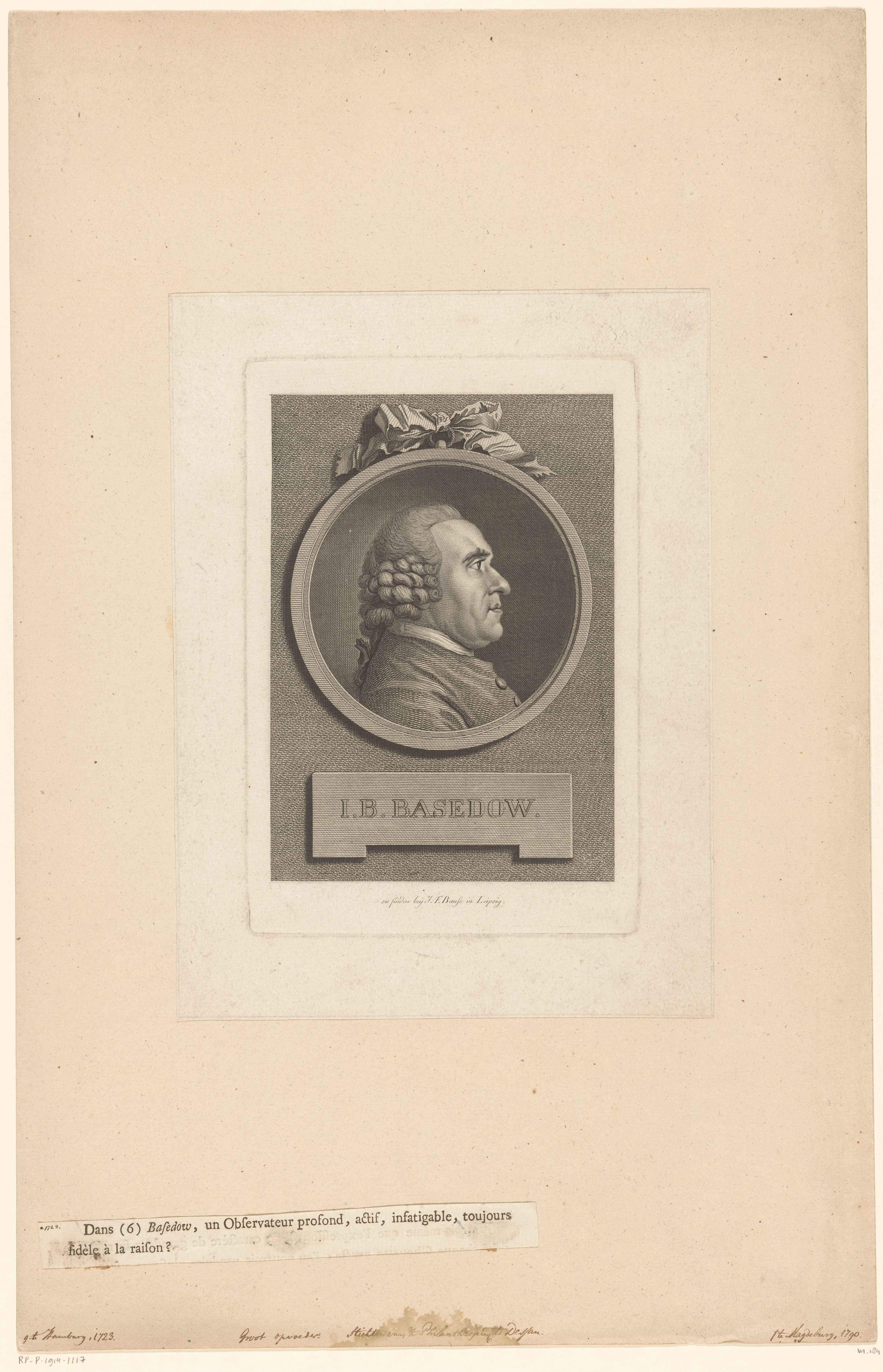 Portret van Johann Bernhard Basedow
