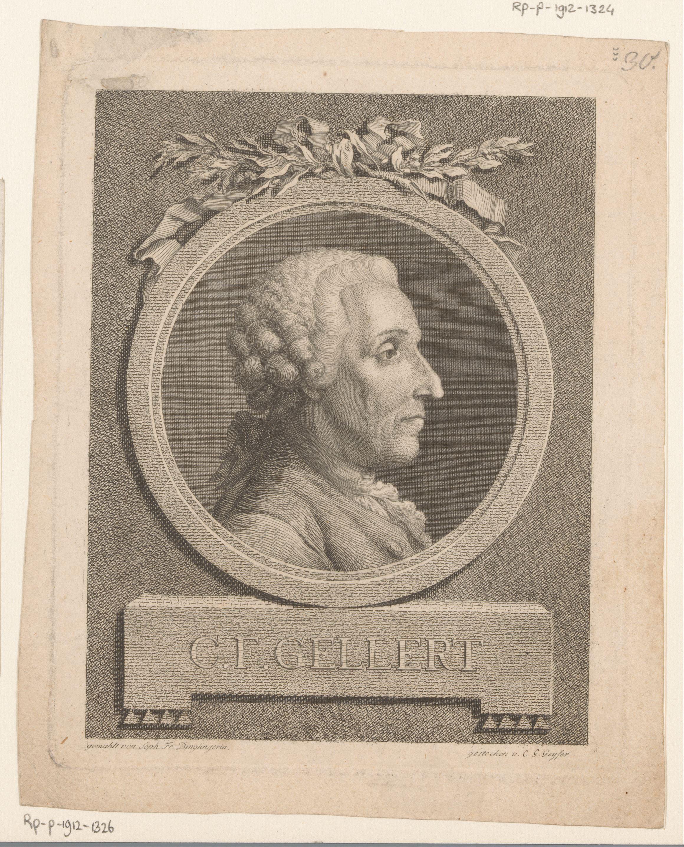 Portret van Christian Fürchtegott Gellert