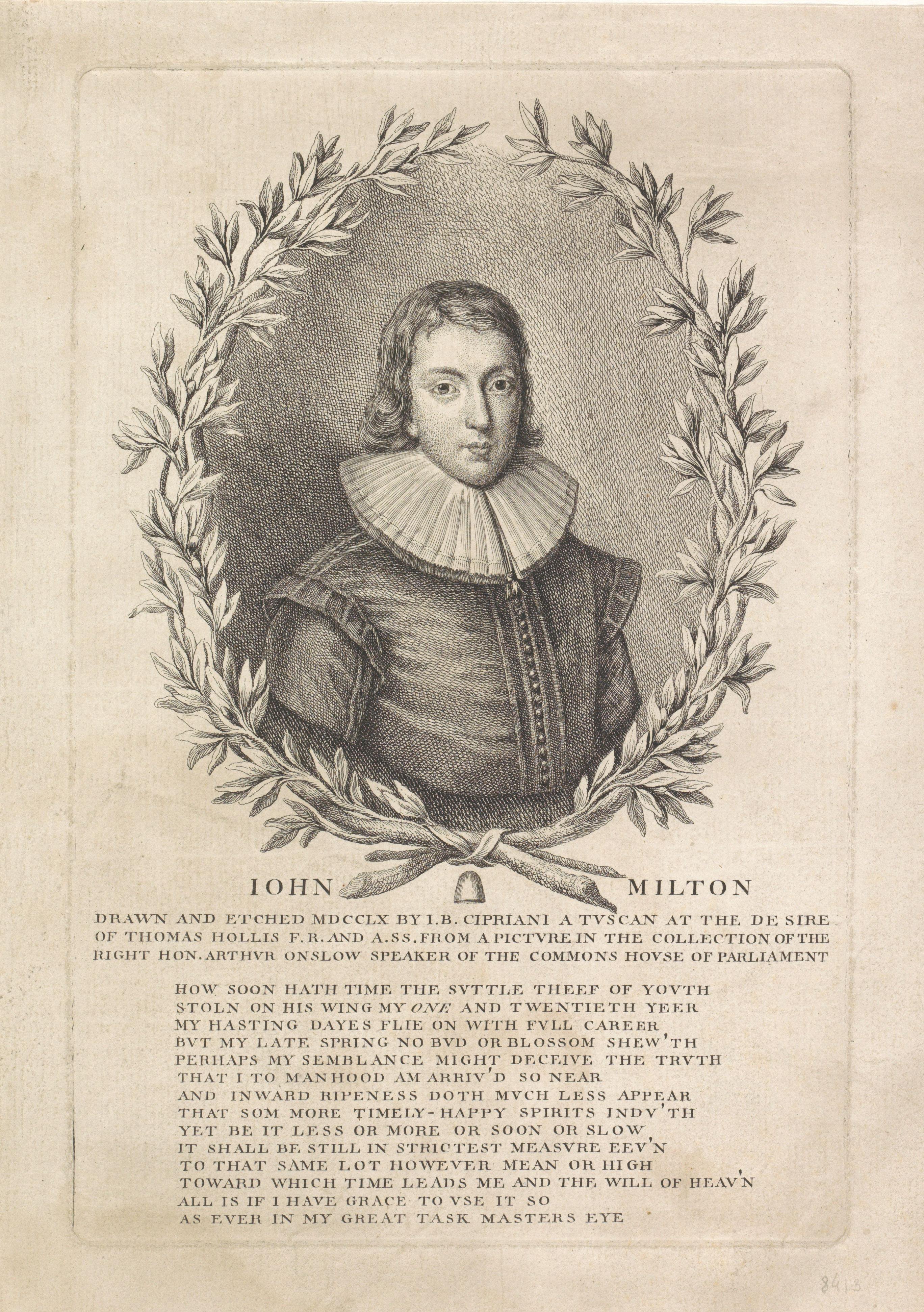 Portret van schrijver en dichter John Milton