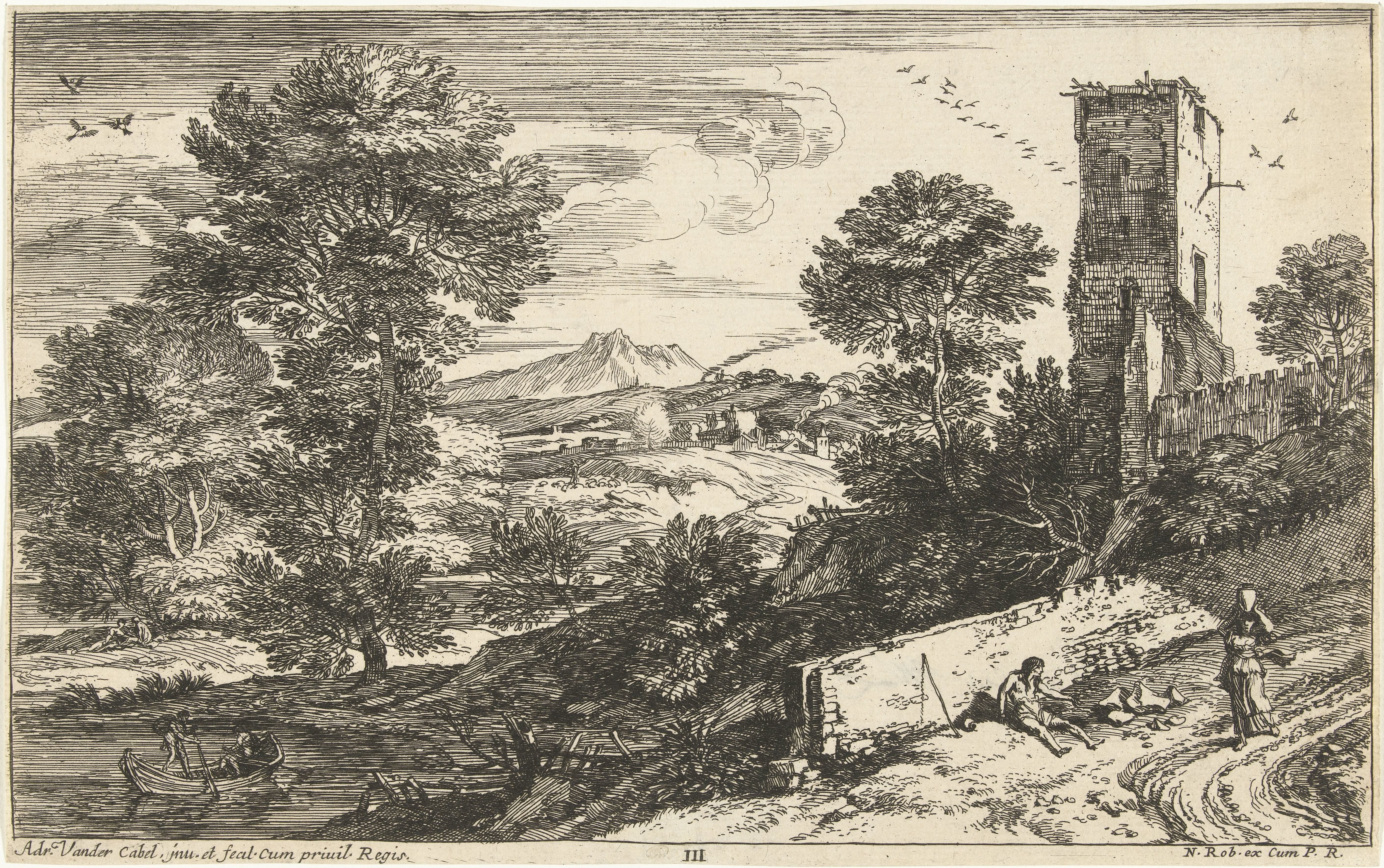 Landschap met bedelaar