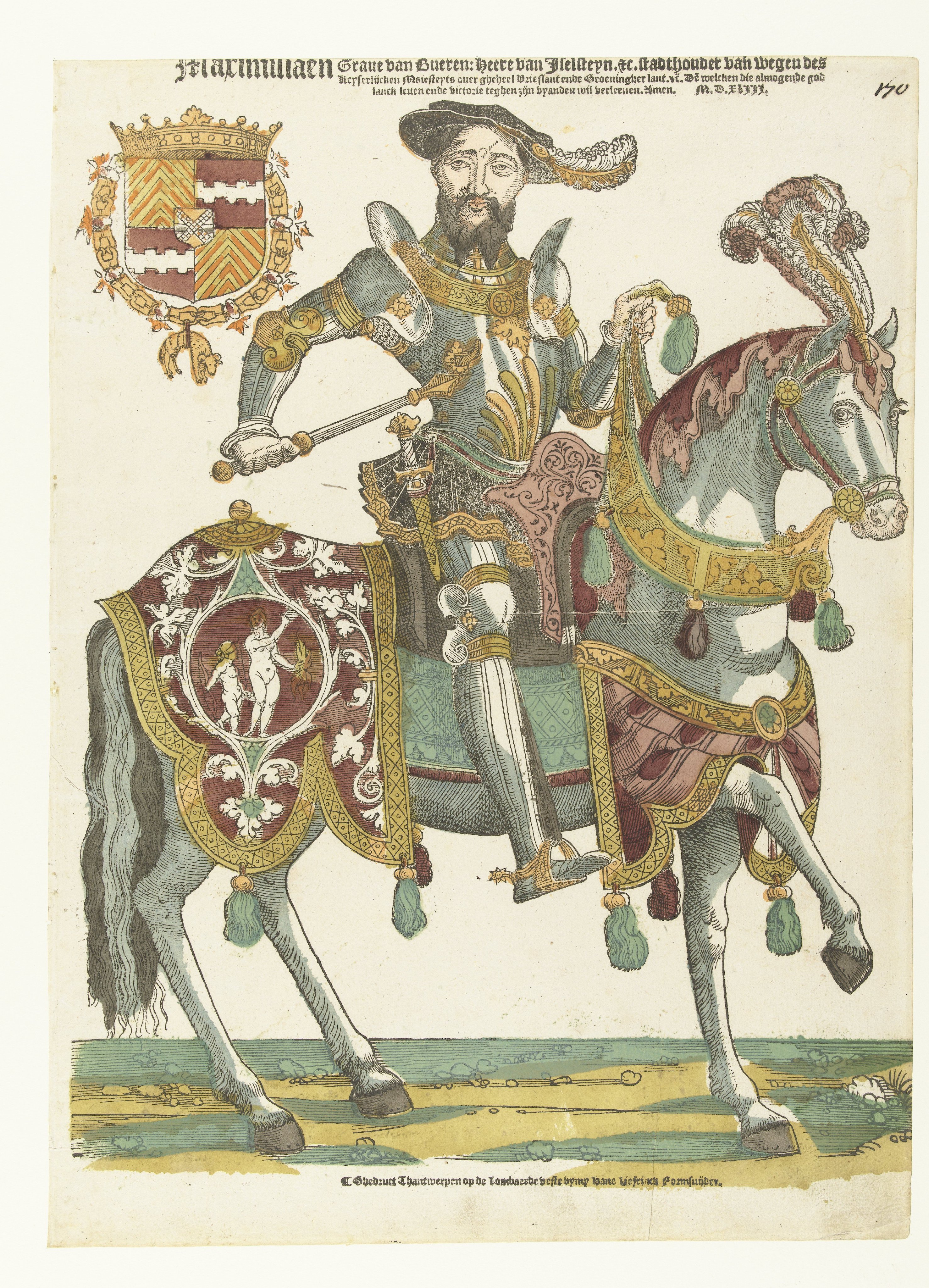 Portret van Maximiliaan van Buren te paard