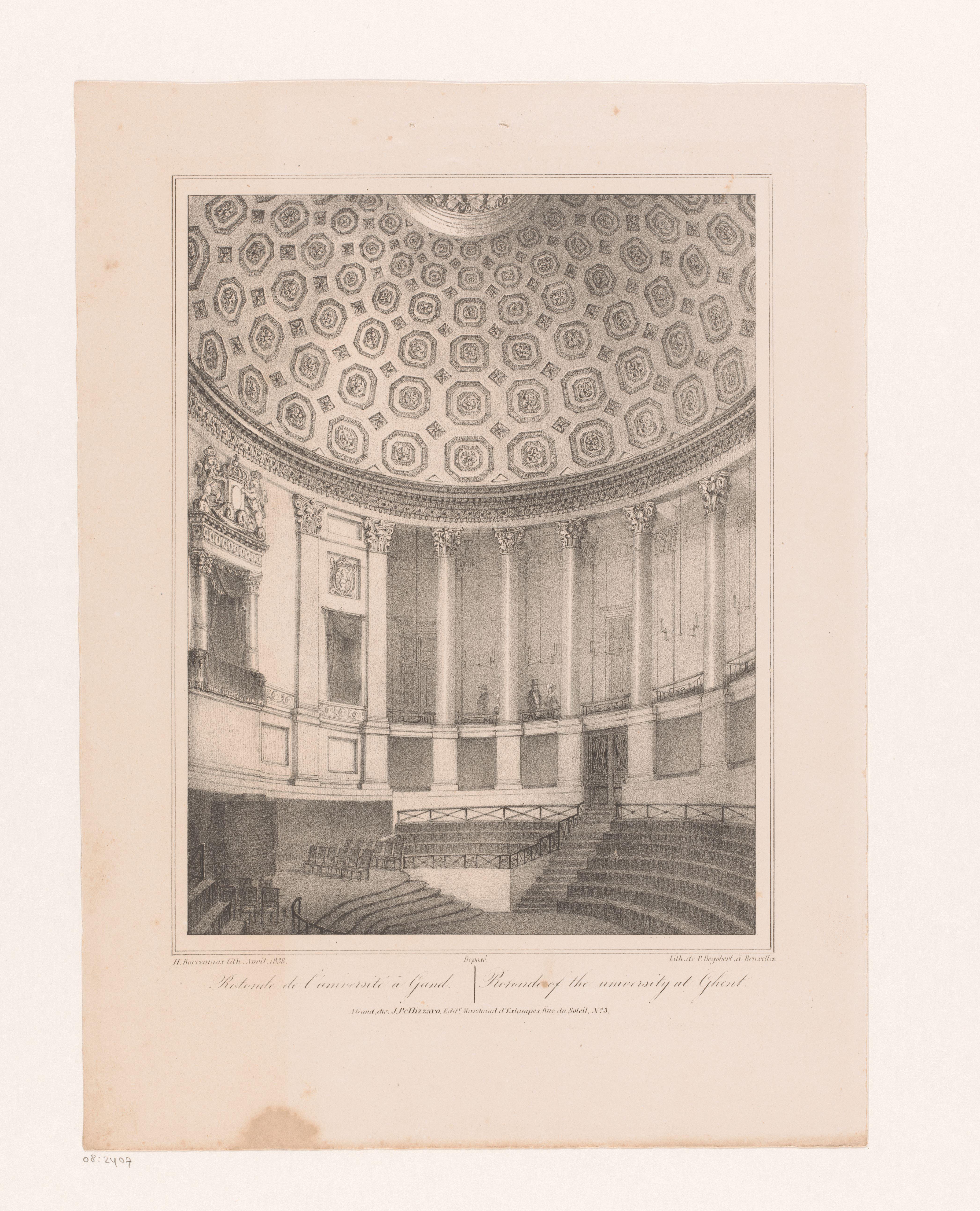 Interieur van de aula van de Universiteit Gent
