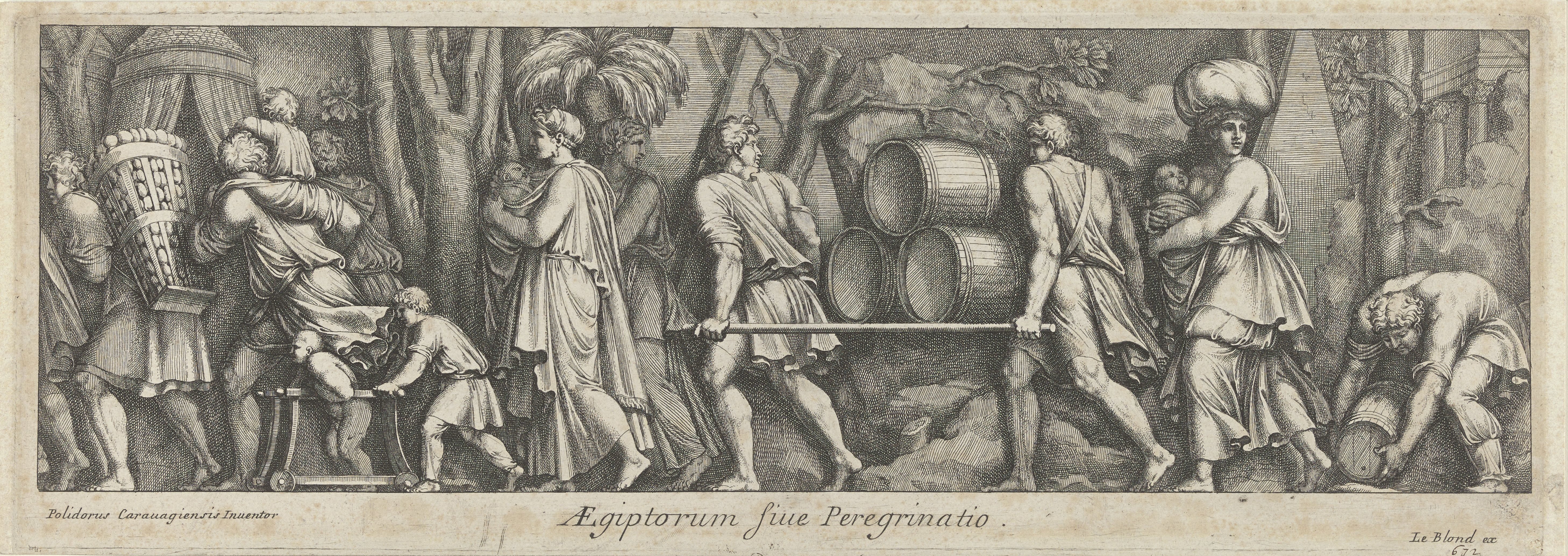 Processie van mannen, vrouwen en kinderen