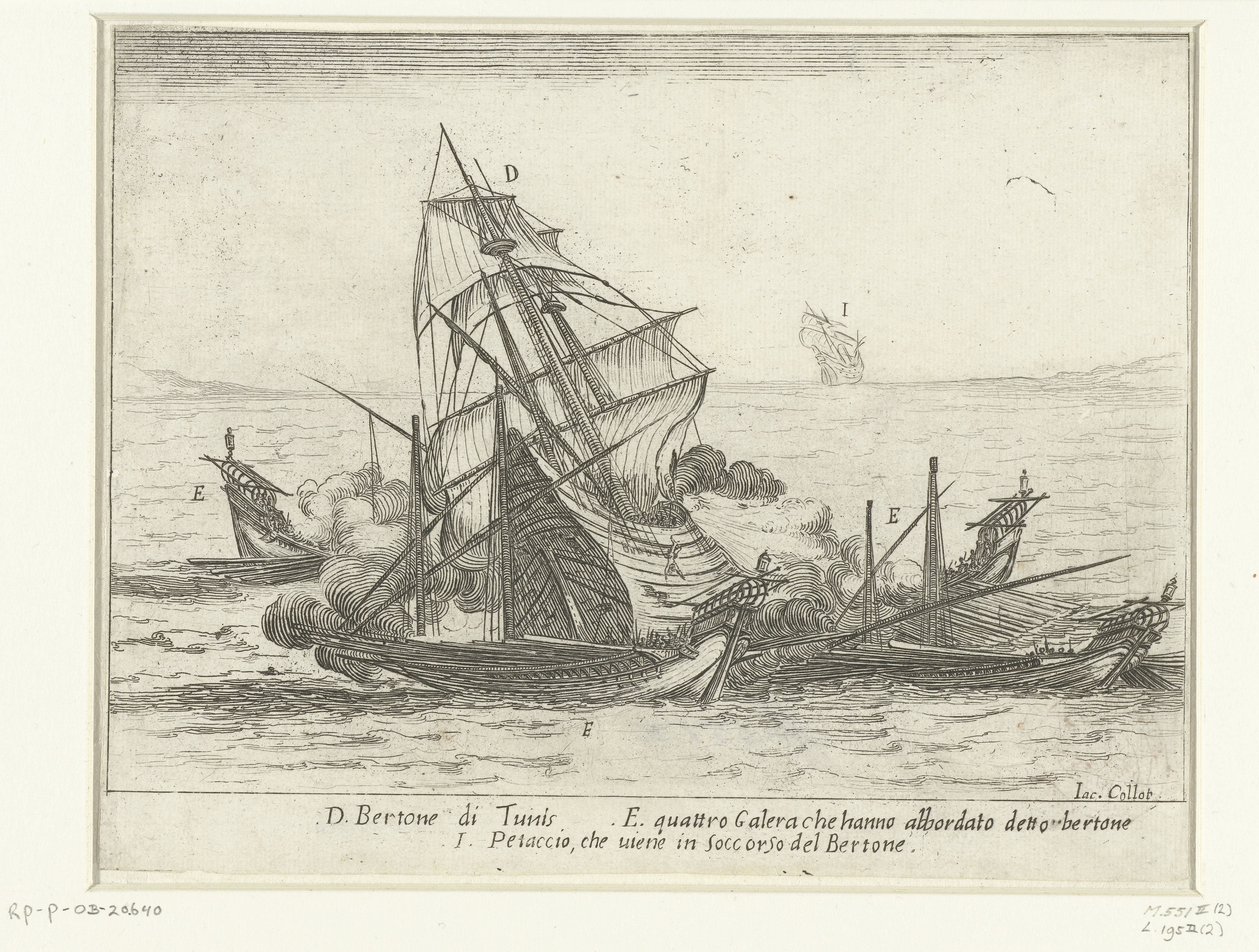 Galeien van Cosimo II de' Medici omsingelen een Turkse bertone