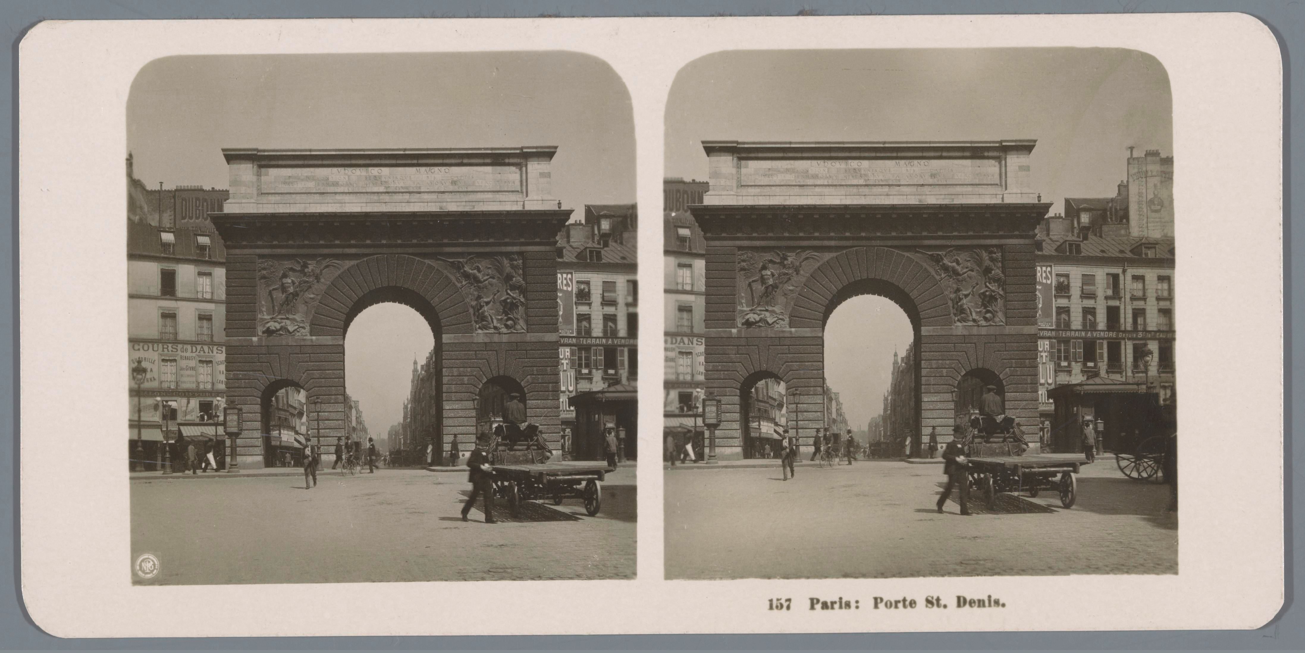Gezicht op de Porte Saint-Denis te Parijs