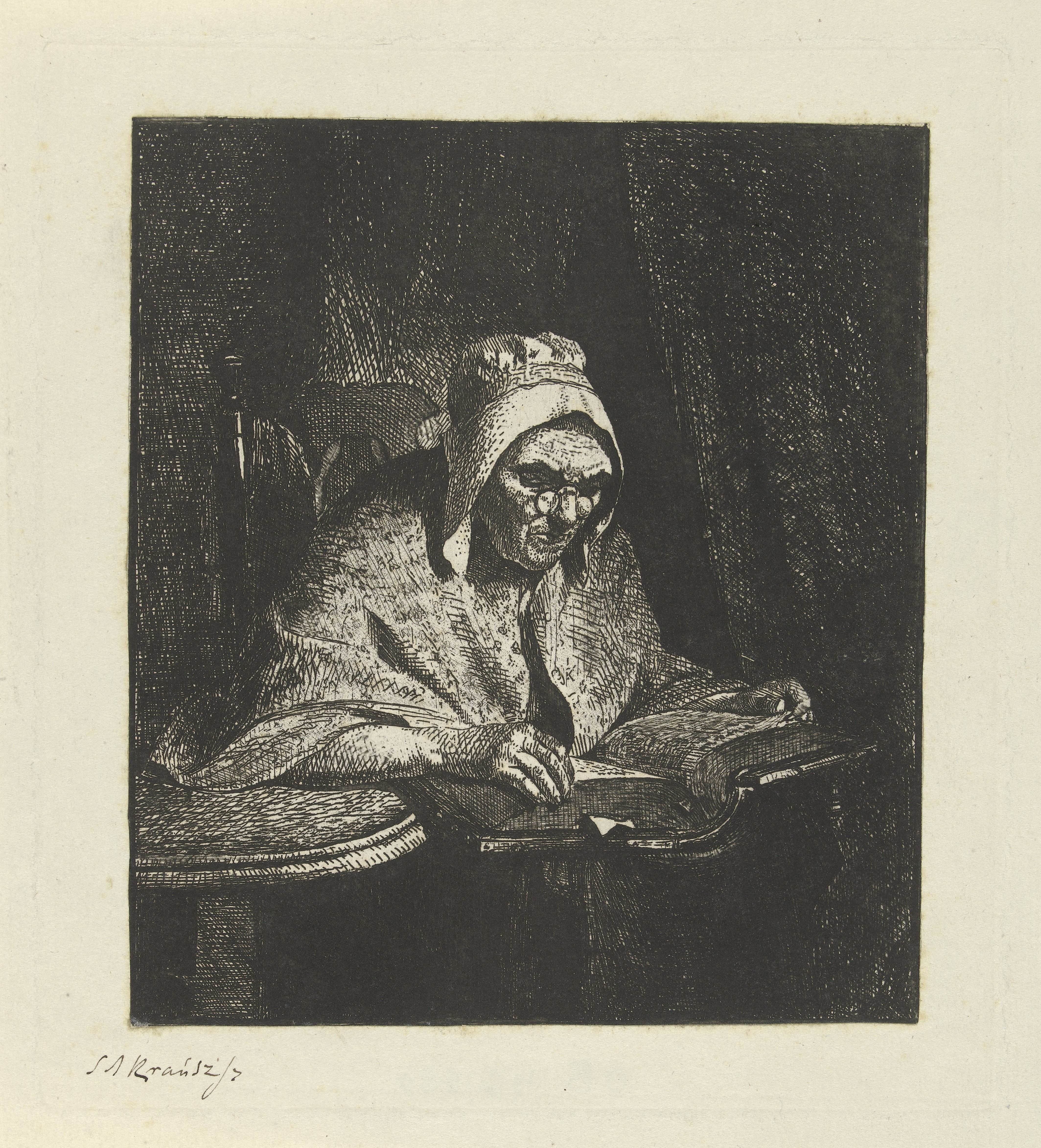 Lezende oude vrouw
