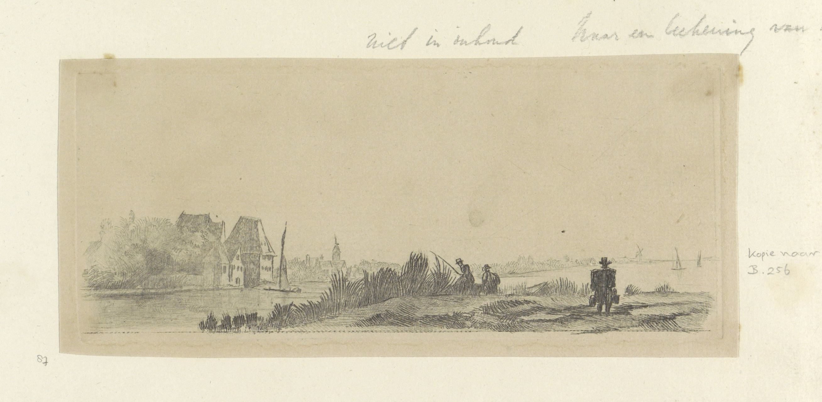 Landschap met kanaal, hengelaars en melkboer