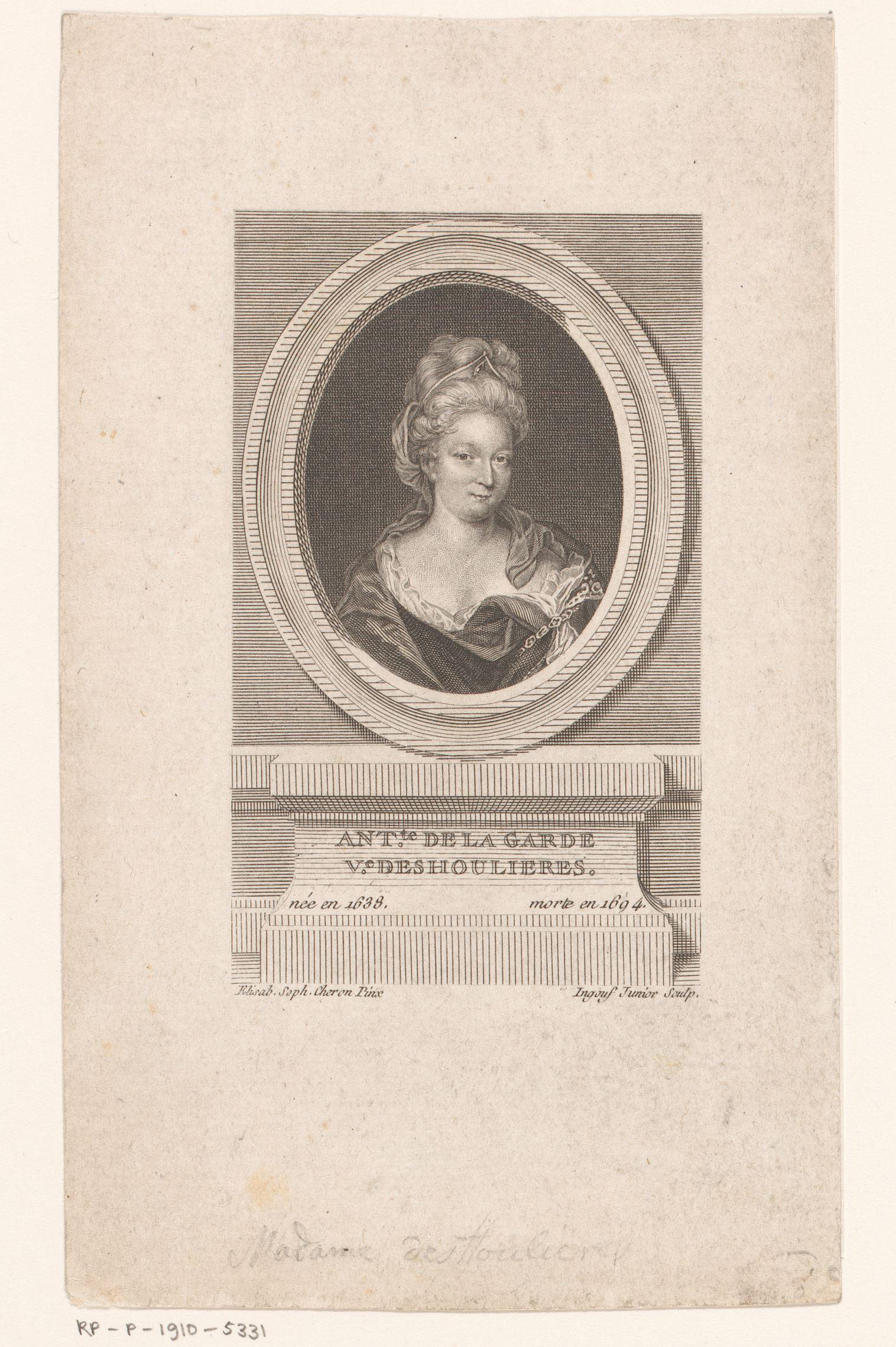 Portret van Antoinette Du Ligier de la Garde Deshoulières