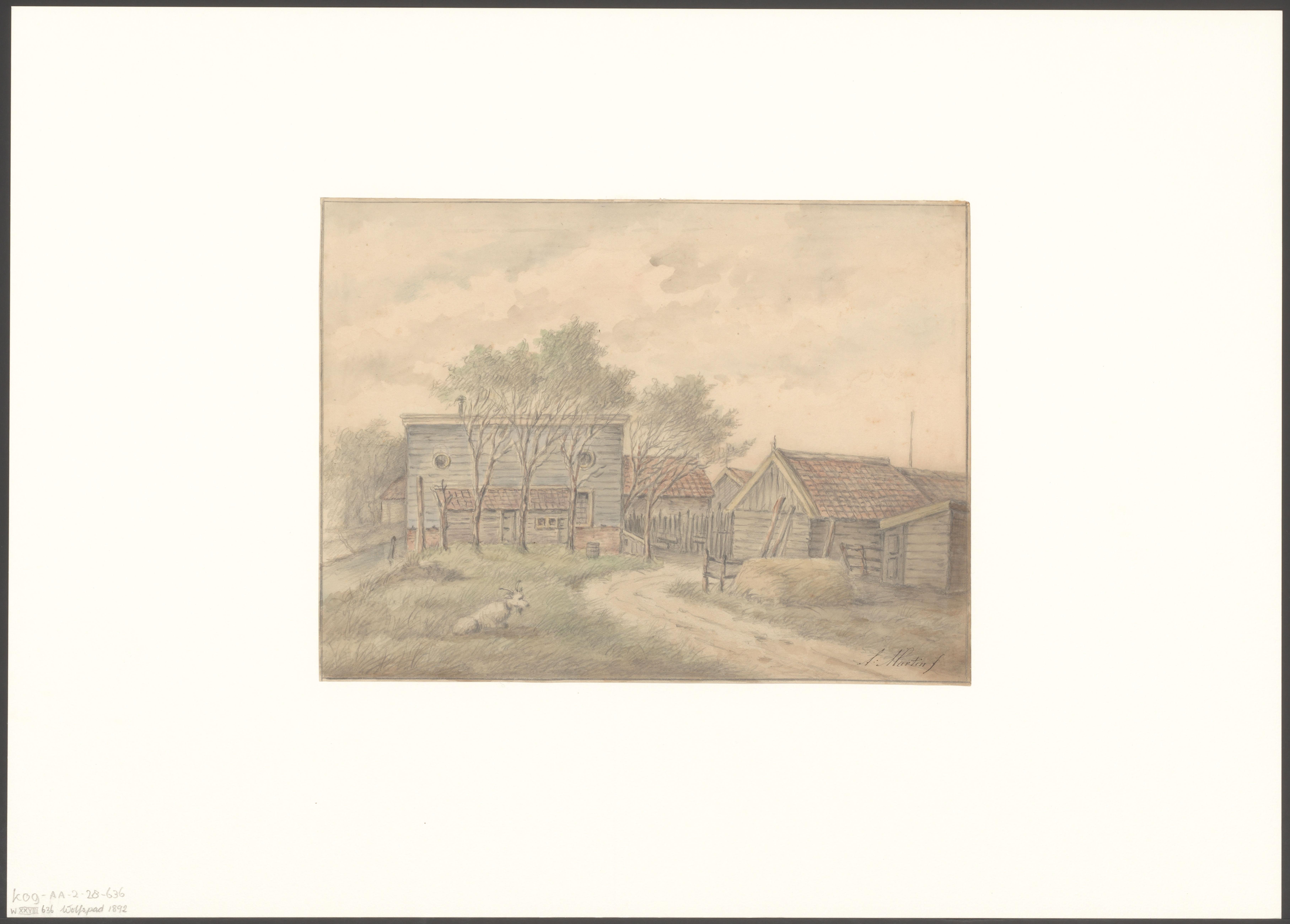Gezicht op een boerderij aan de Wolfsweg