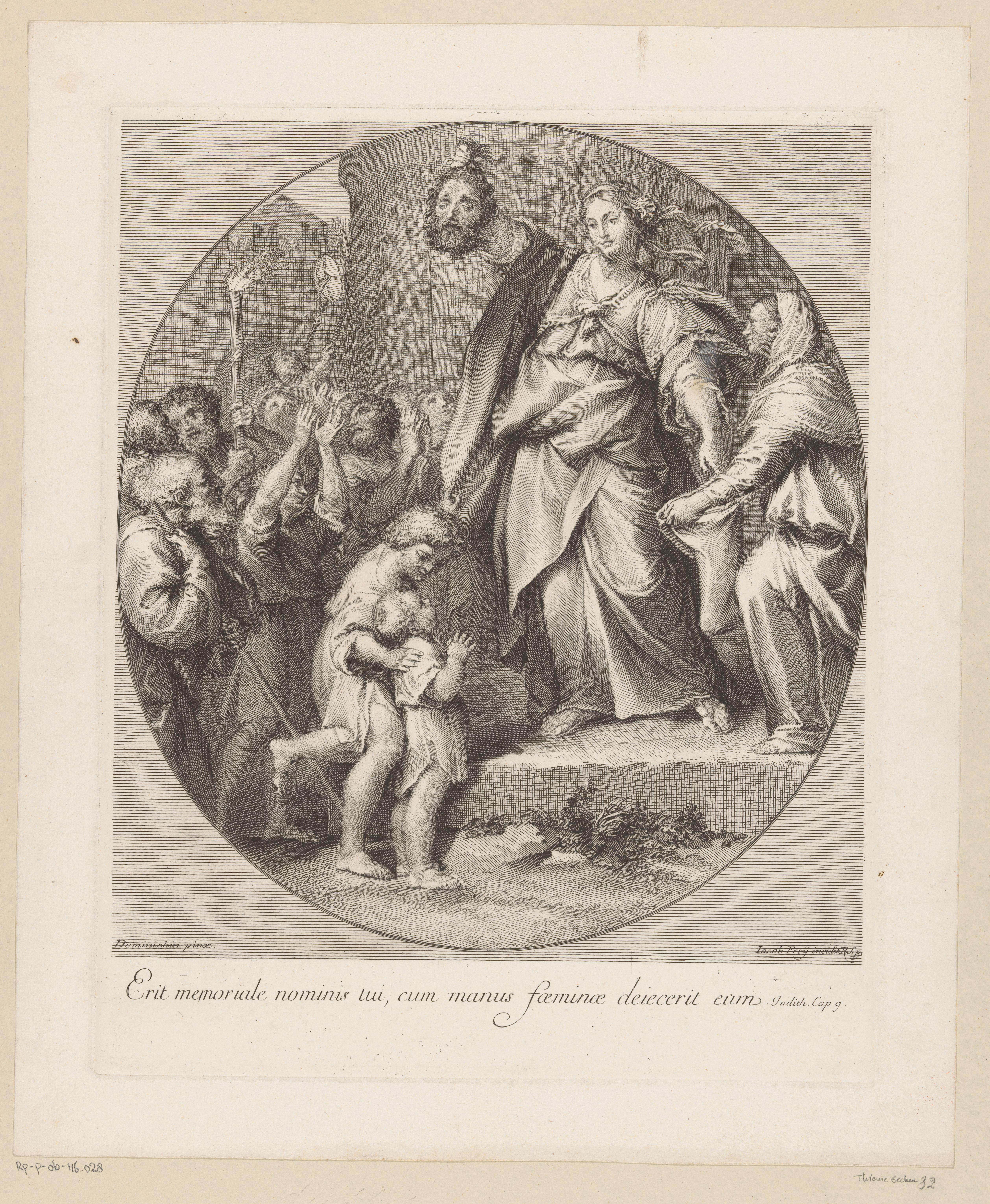 Judith toont het hoofd van Holofernes aan het volk