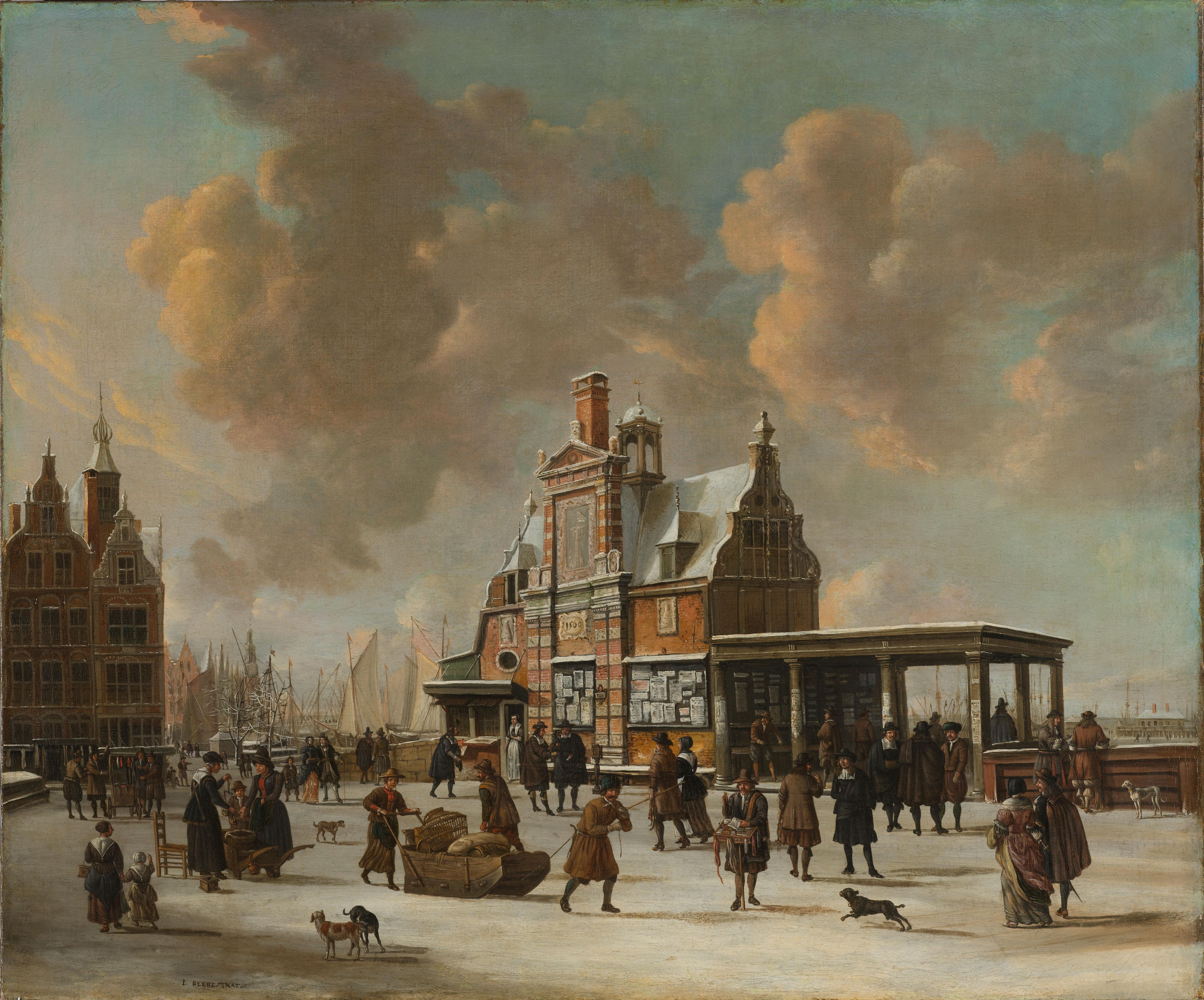 The Paalhuis and the Nieuwe Brug, Amsterdam, in the Winter