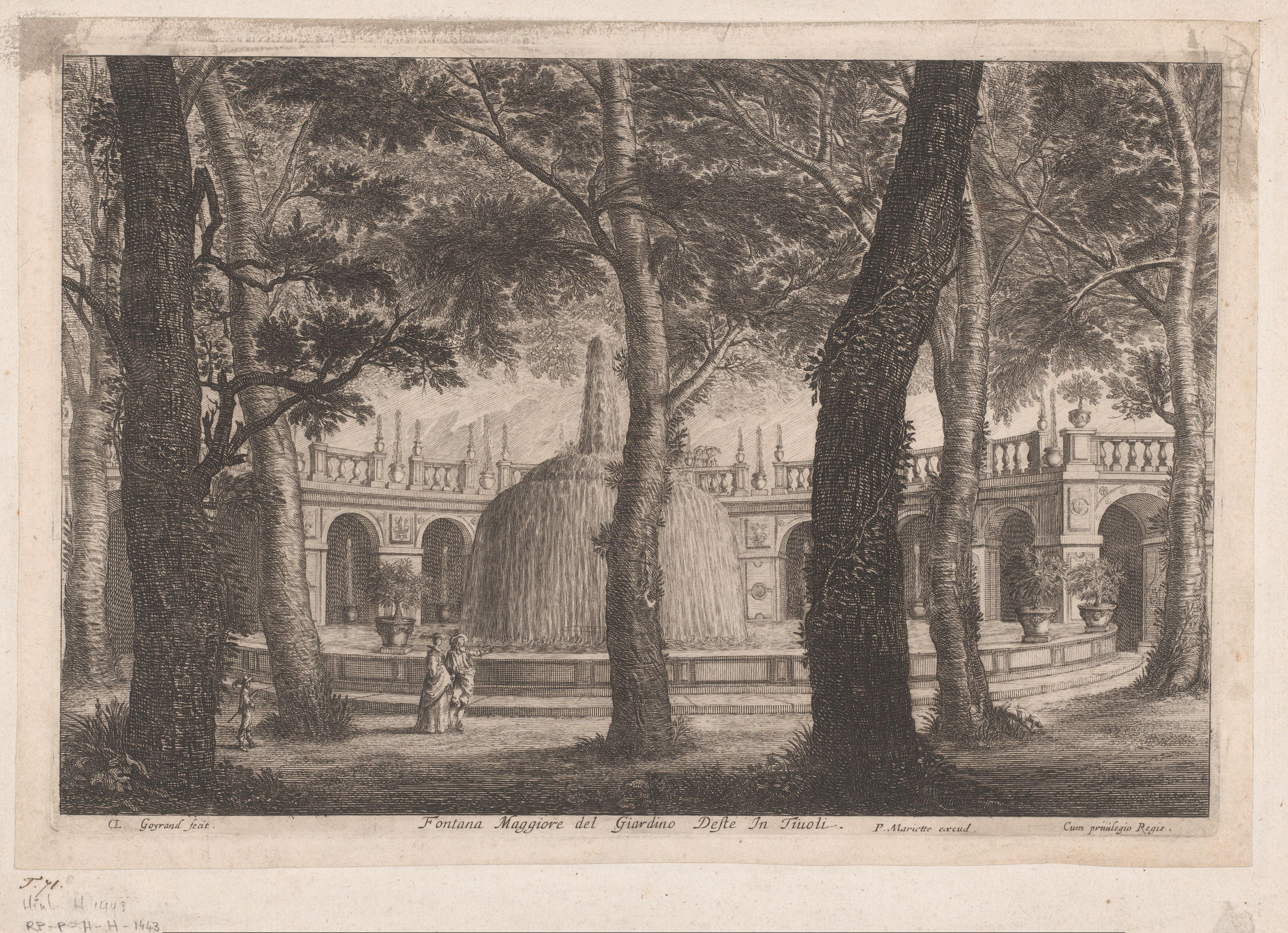 Gezicht op de Fontana dell'Ovato bij de Villa d'Este te Tivoli