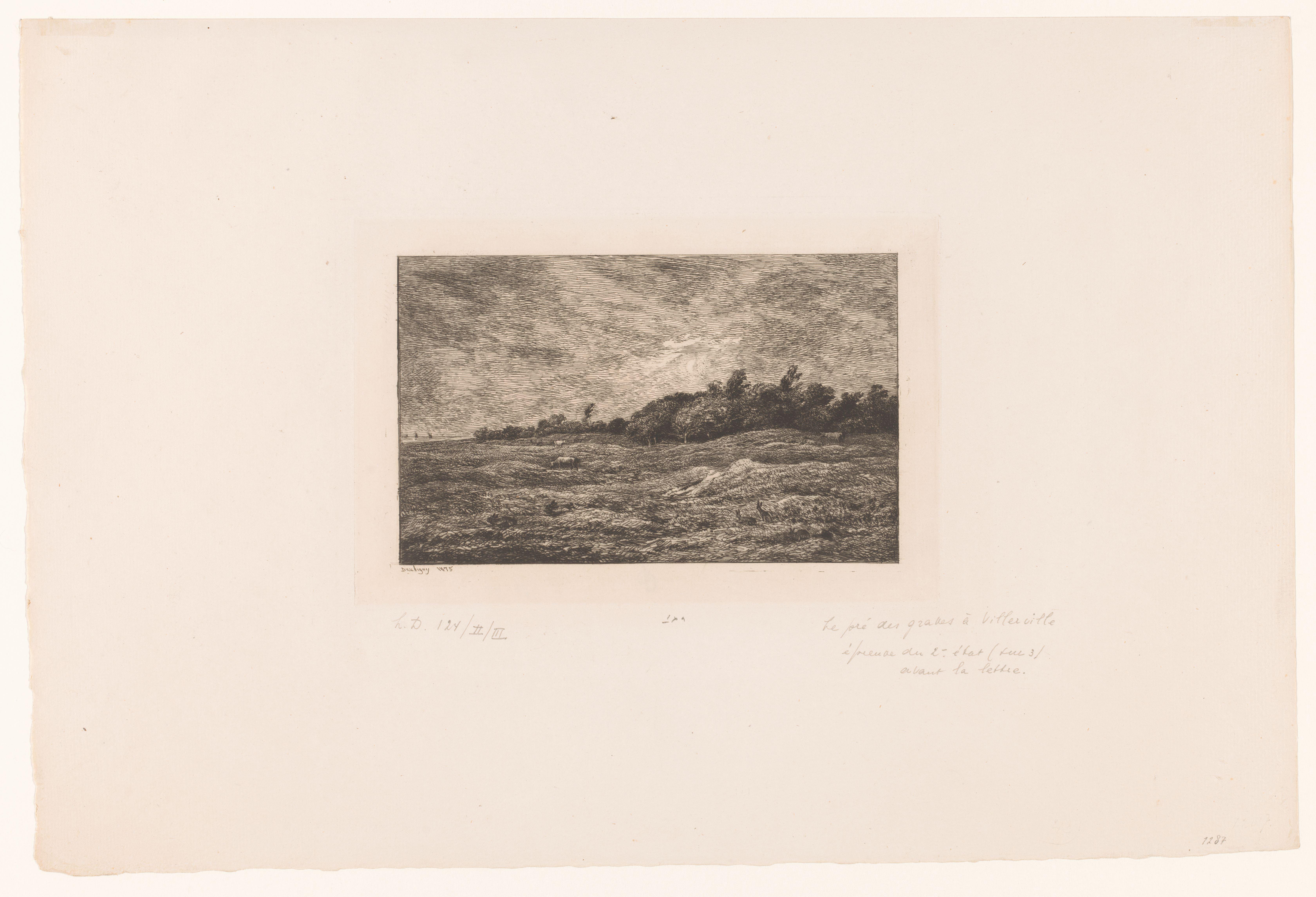 Landschap met grazend vee en konijnen