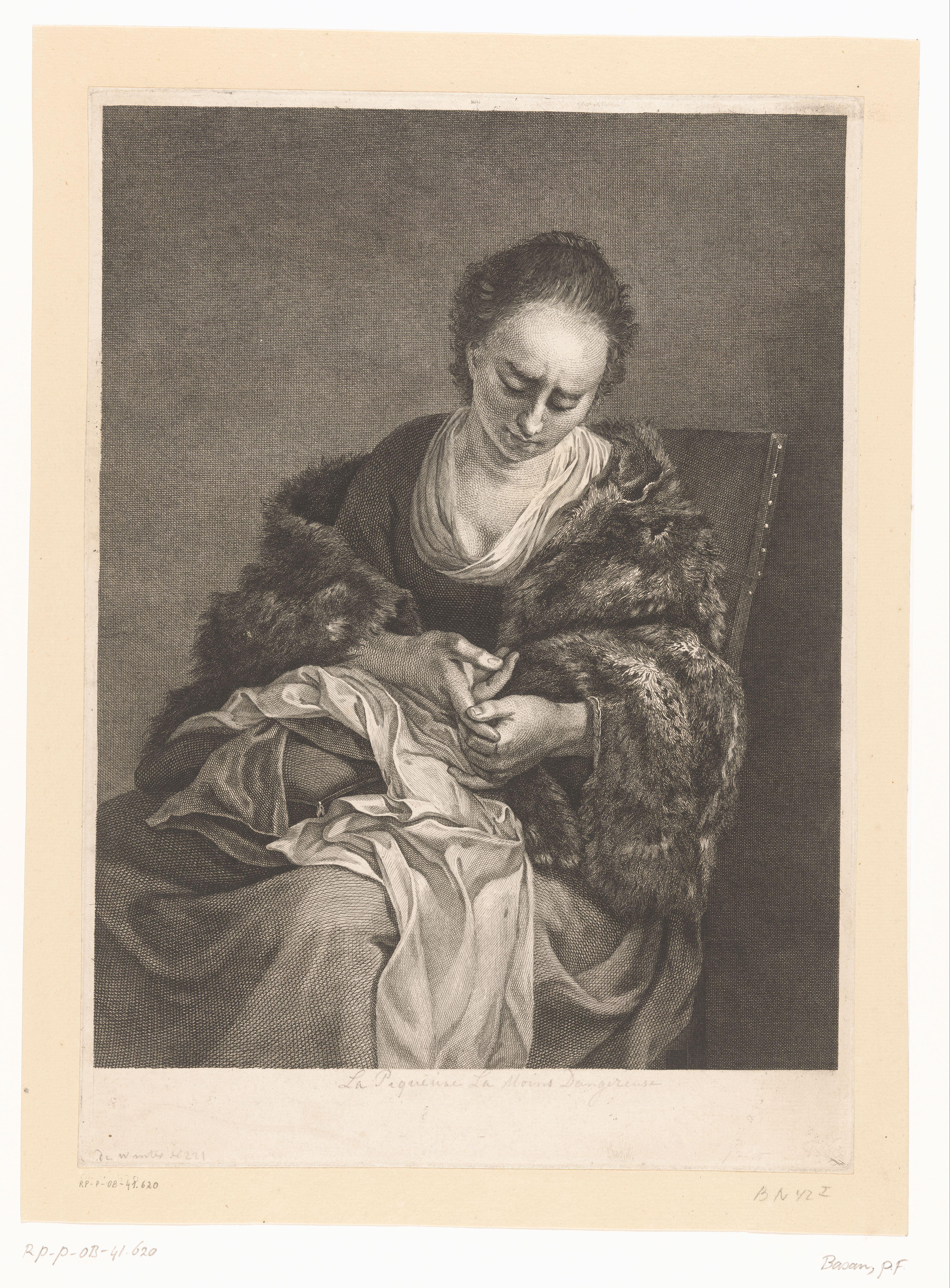 Zittende vrouw met naaiwerk