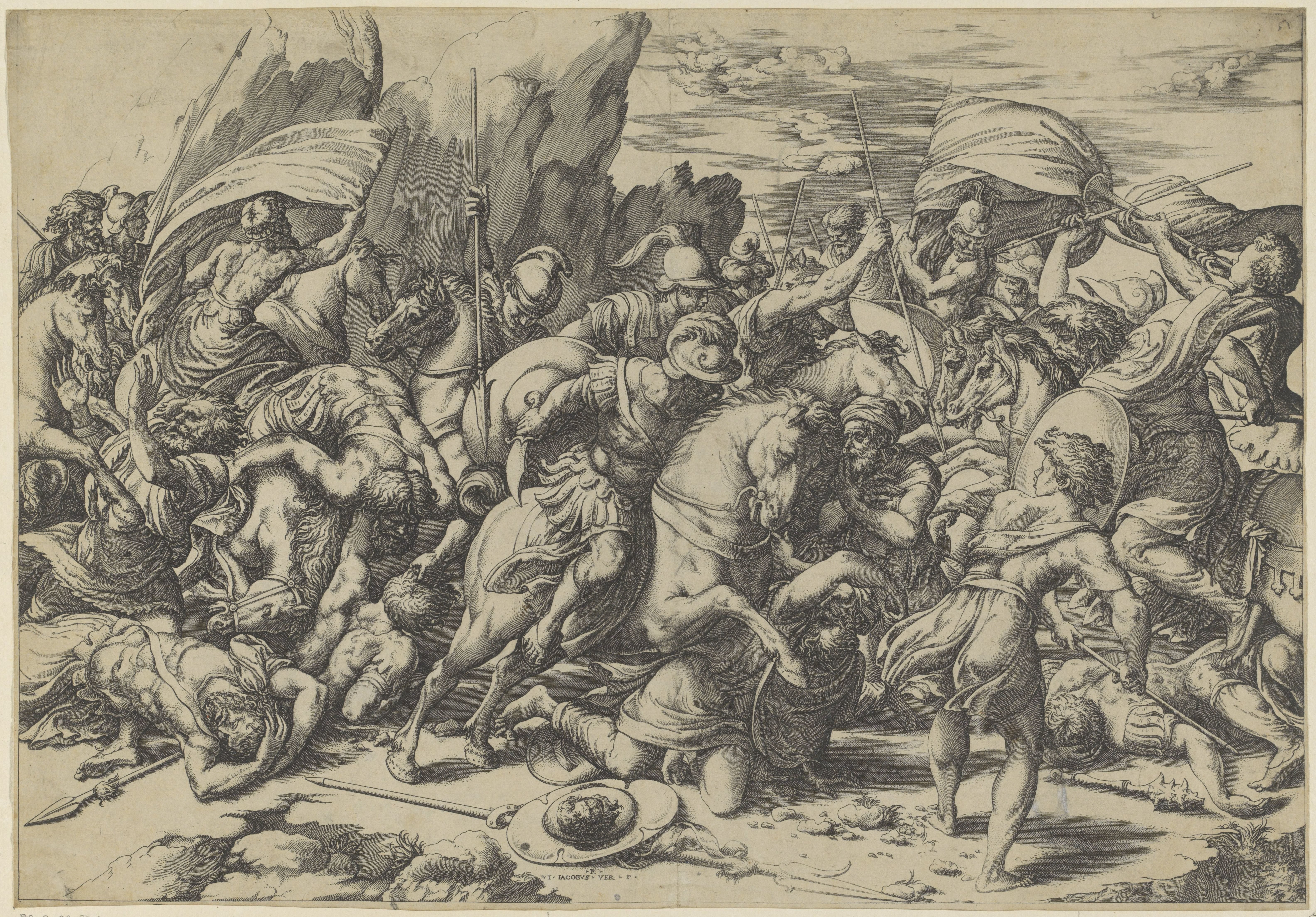 Gevecht met schilden en lansen