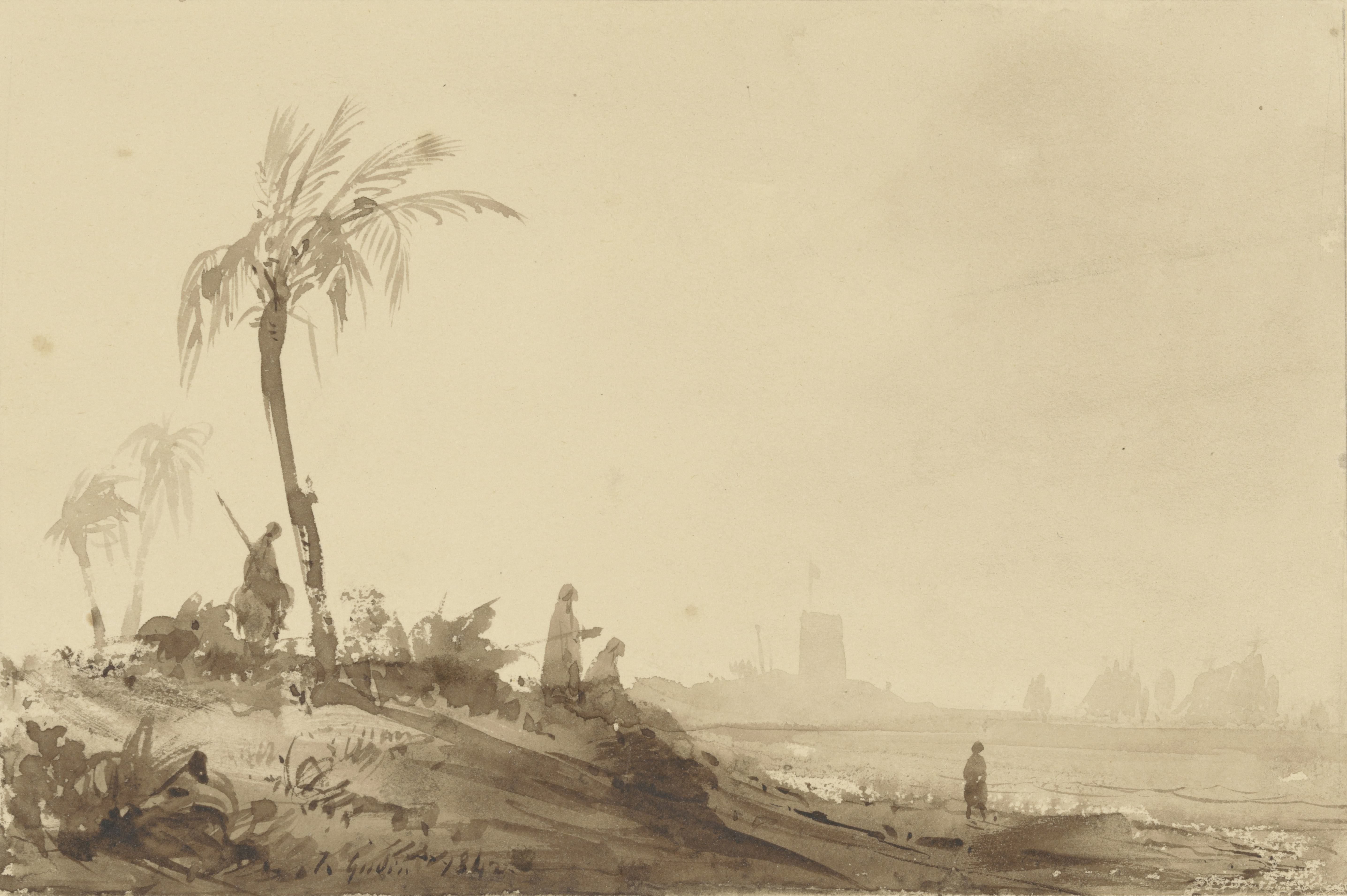 Bedoeïenen onder een palm