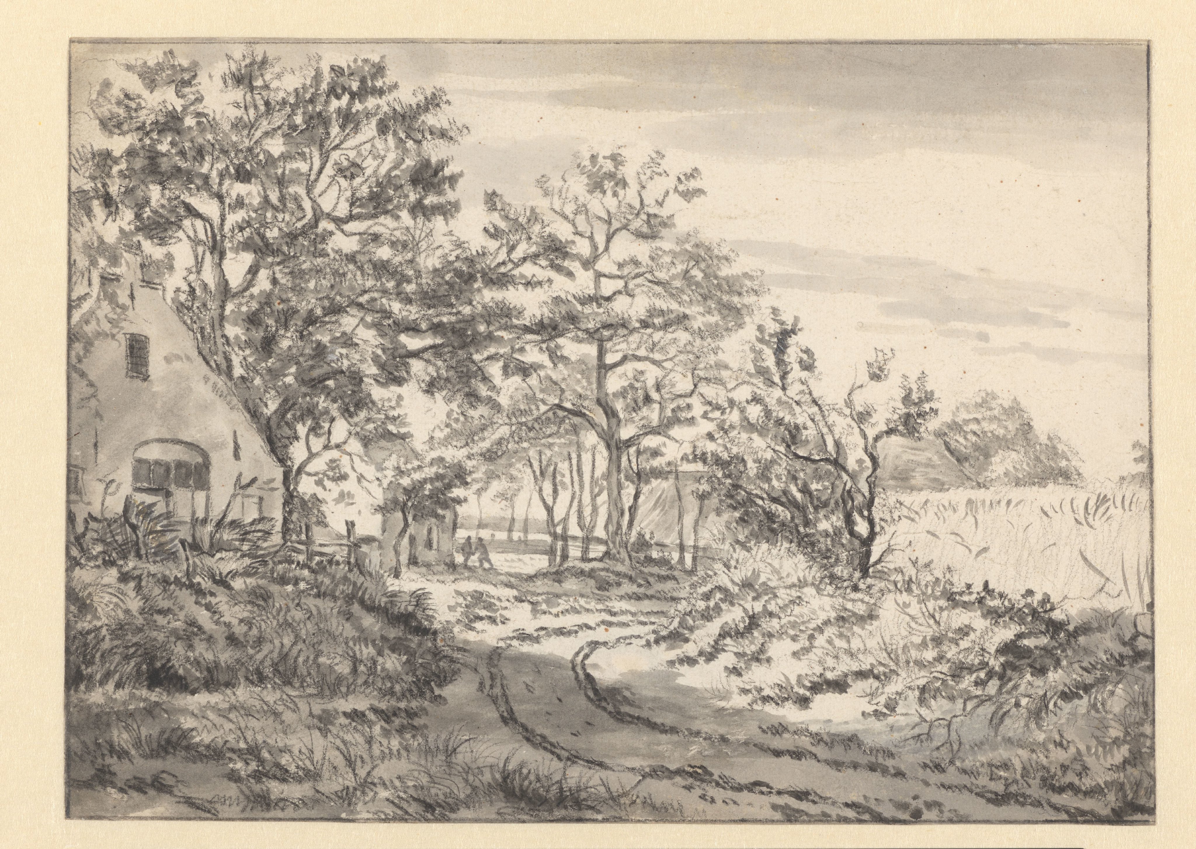 Landscape with a Country Lane beside a Cottage and a Cornfield at the Right