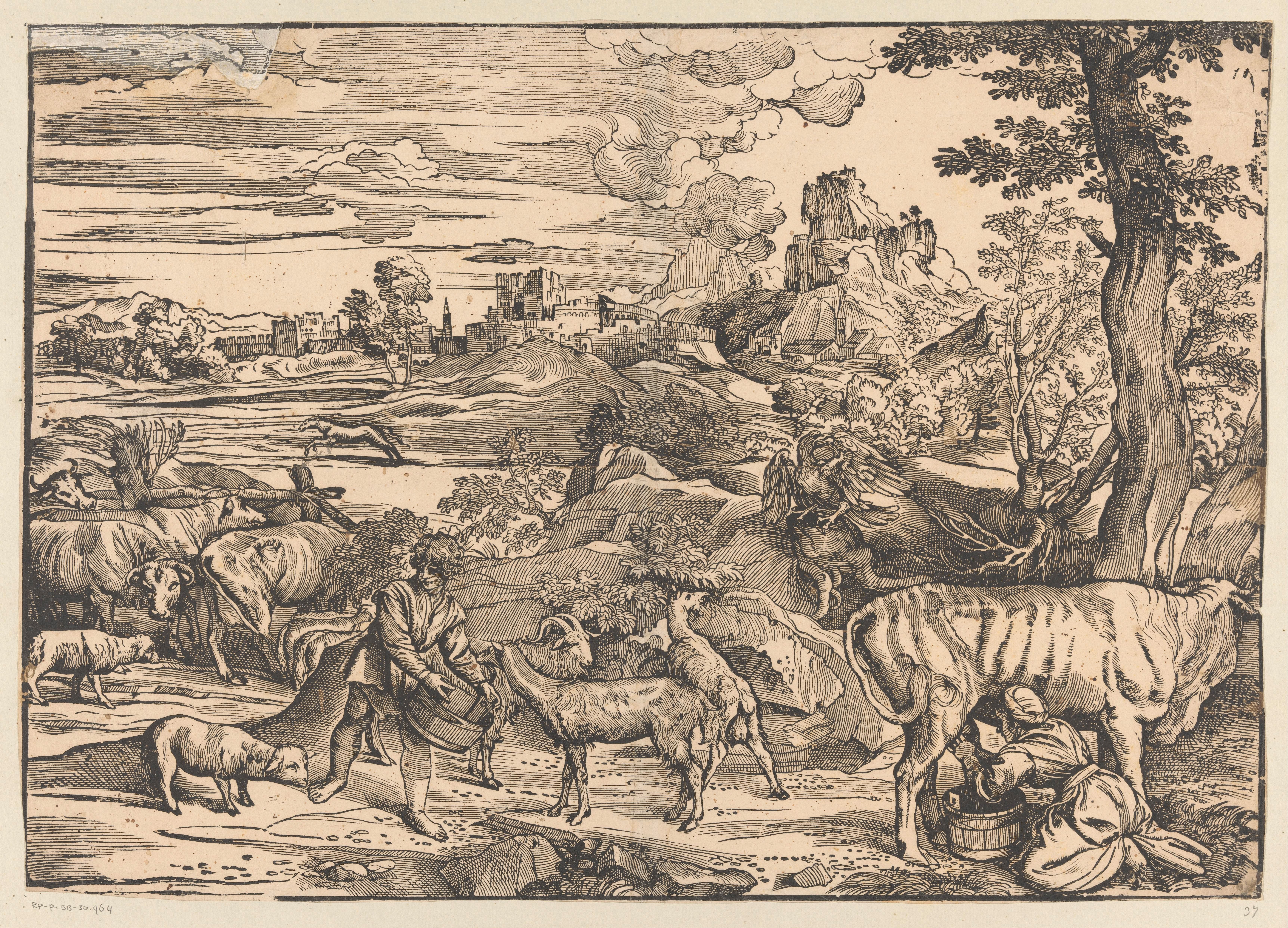 Landschap met melkmeid