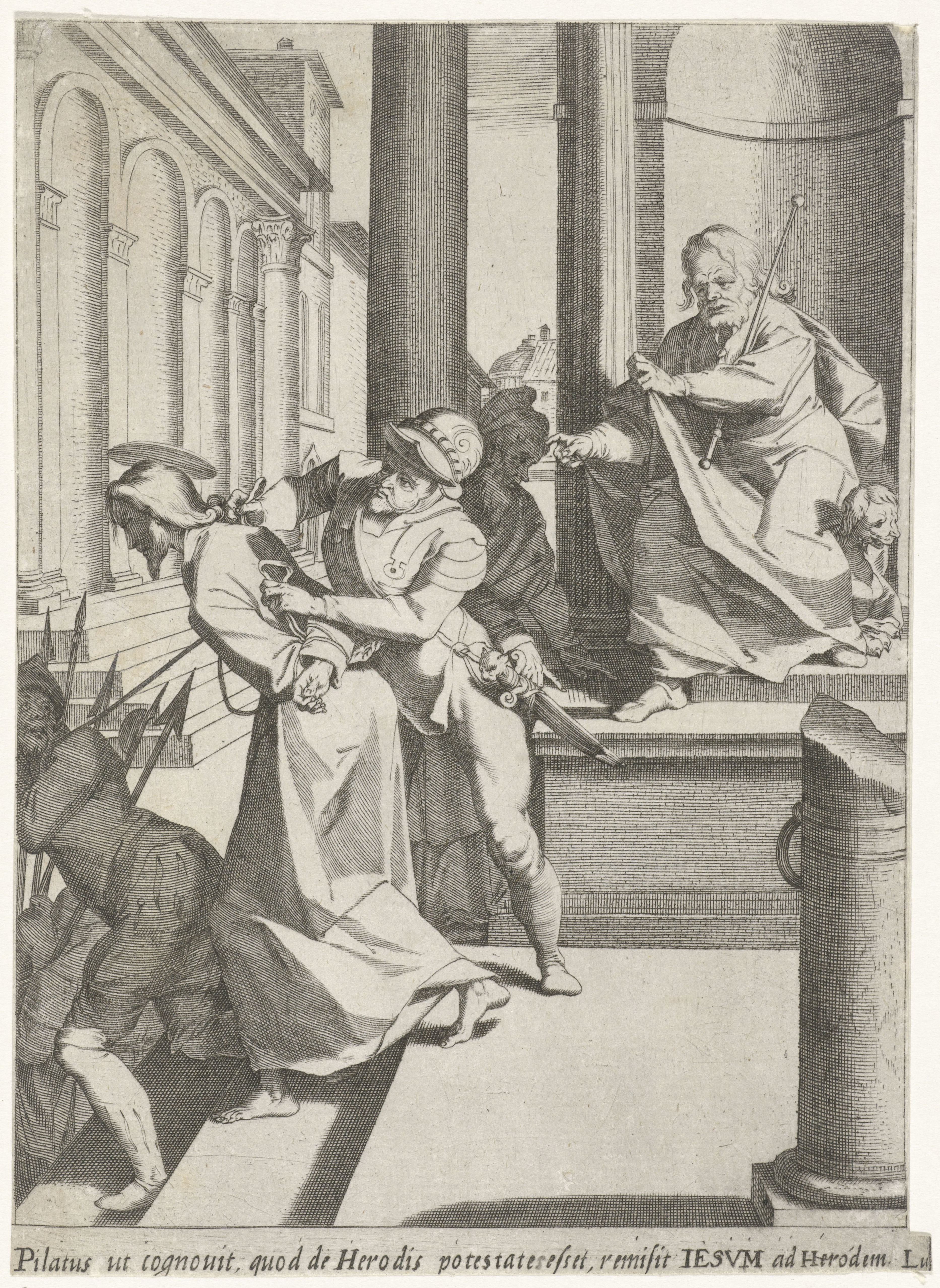 Christus wordt door Pilatus naar Herodes gestuurd