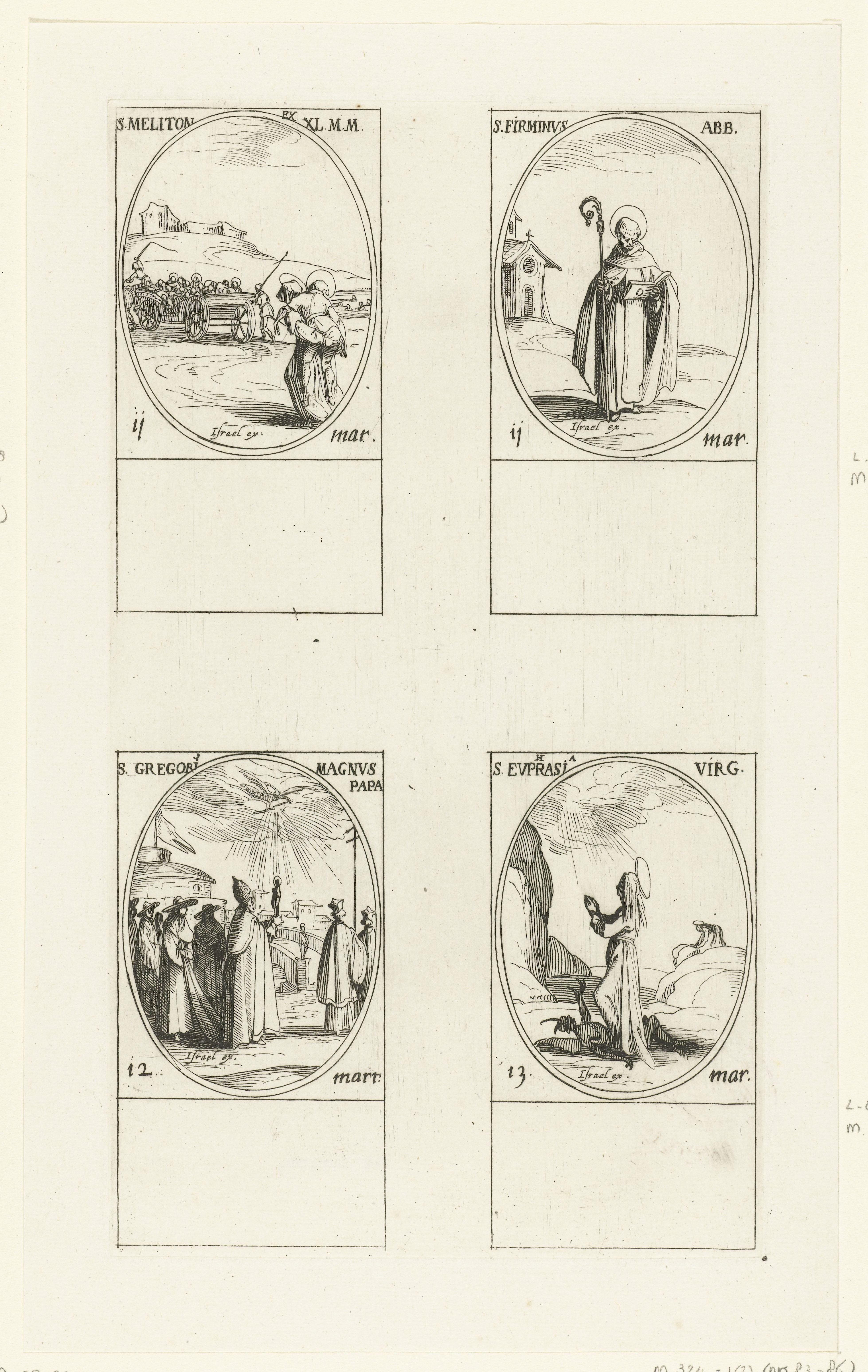 Heilige Meliton, Heilige Firminus, Heilige Gregorius I de Grote, Heilige Euphrasia van Constantinopel (11-13 maart)
