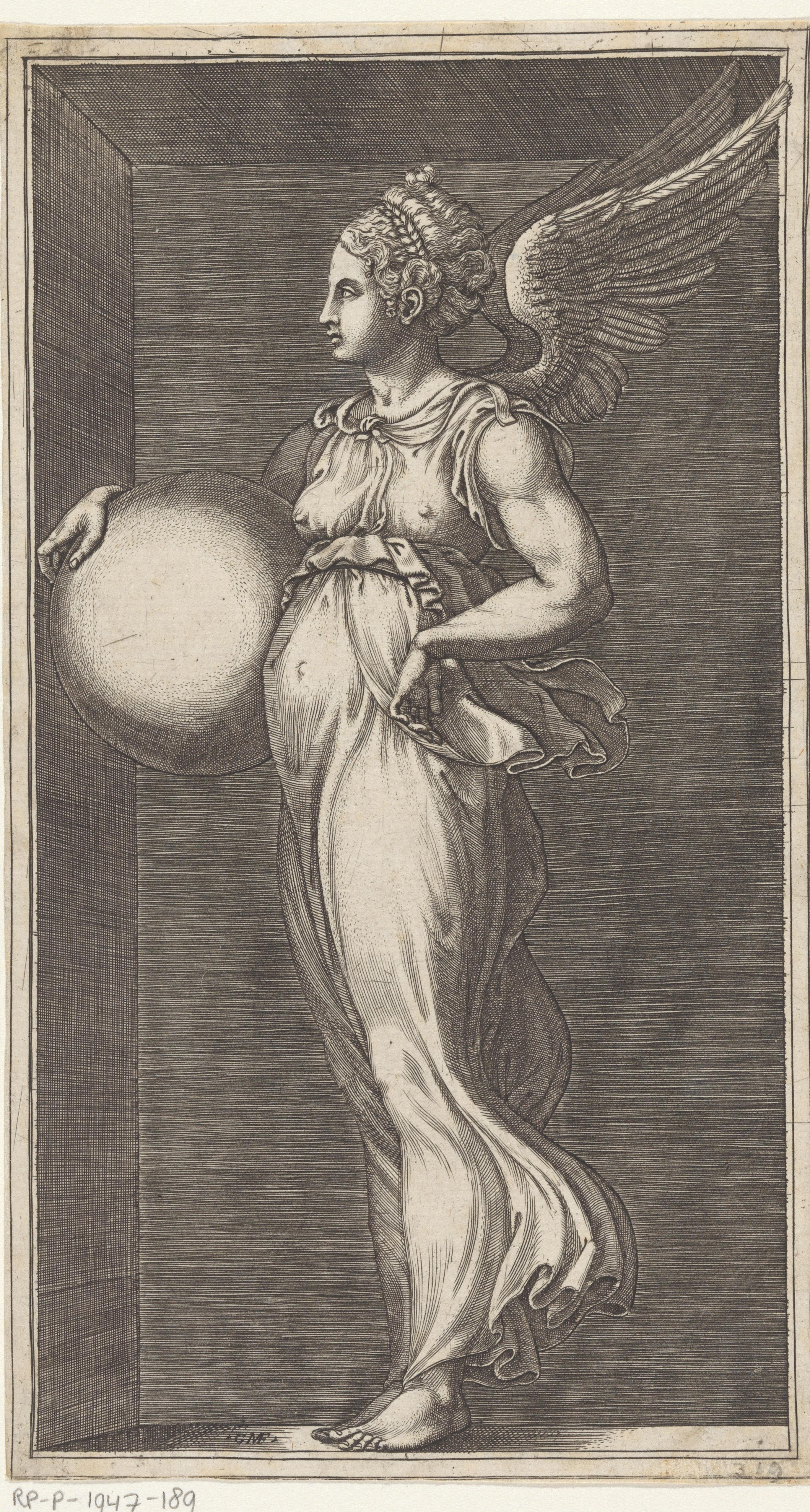 Allegorische figuur met een bol