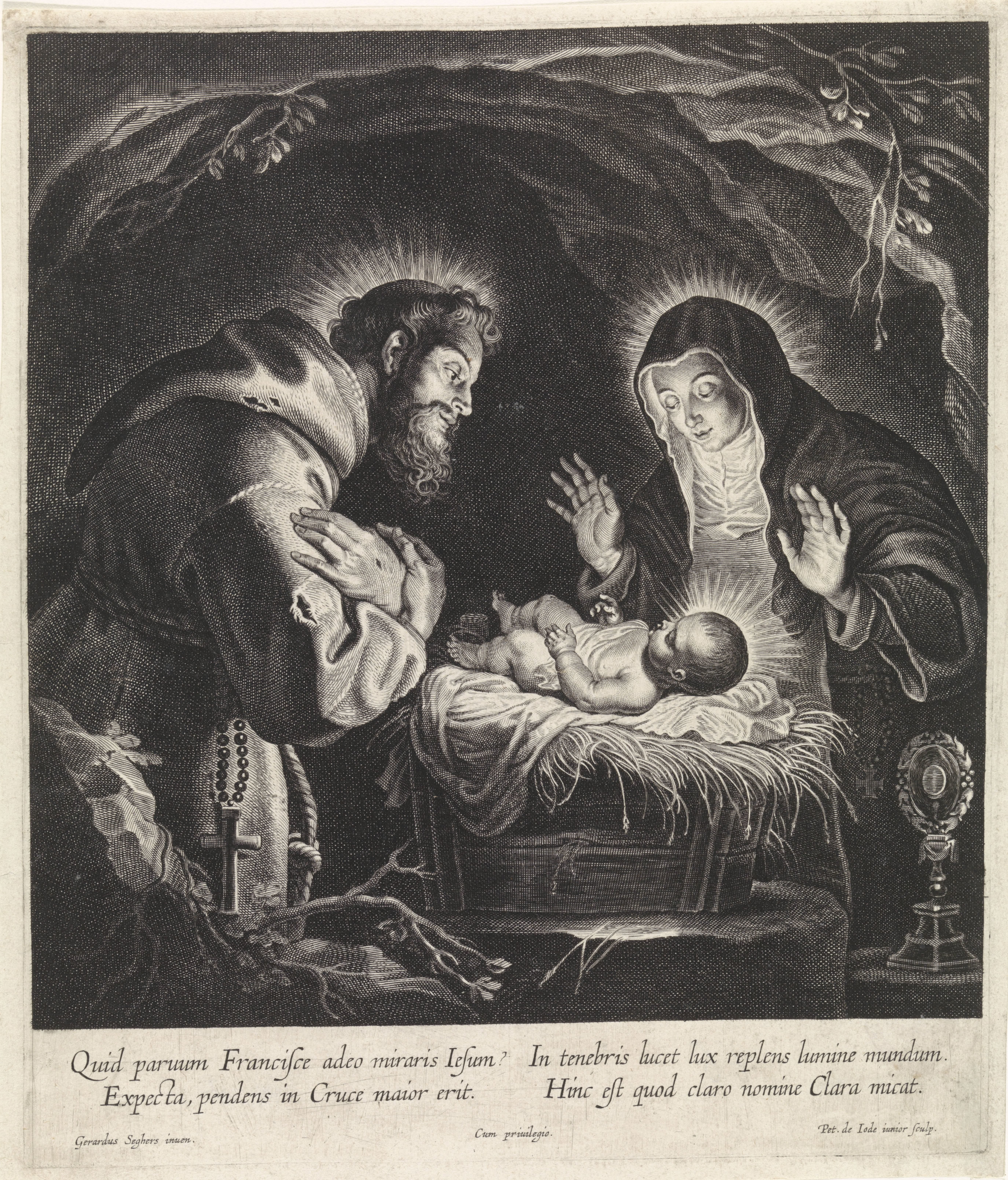 Heilige Franciscus en Heilige Clara aanbidden het Christuskind