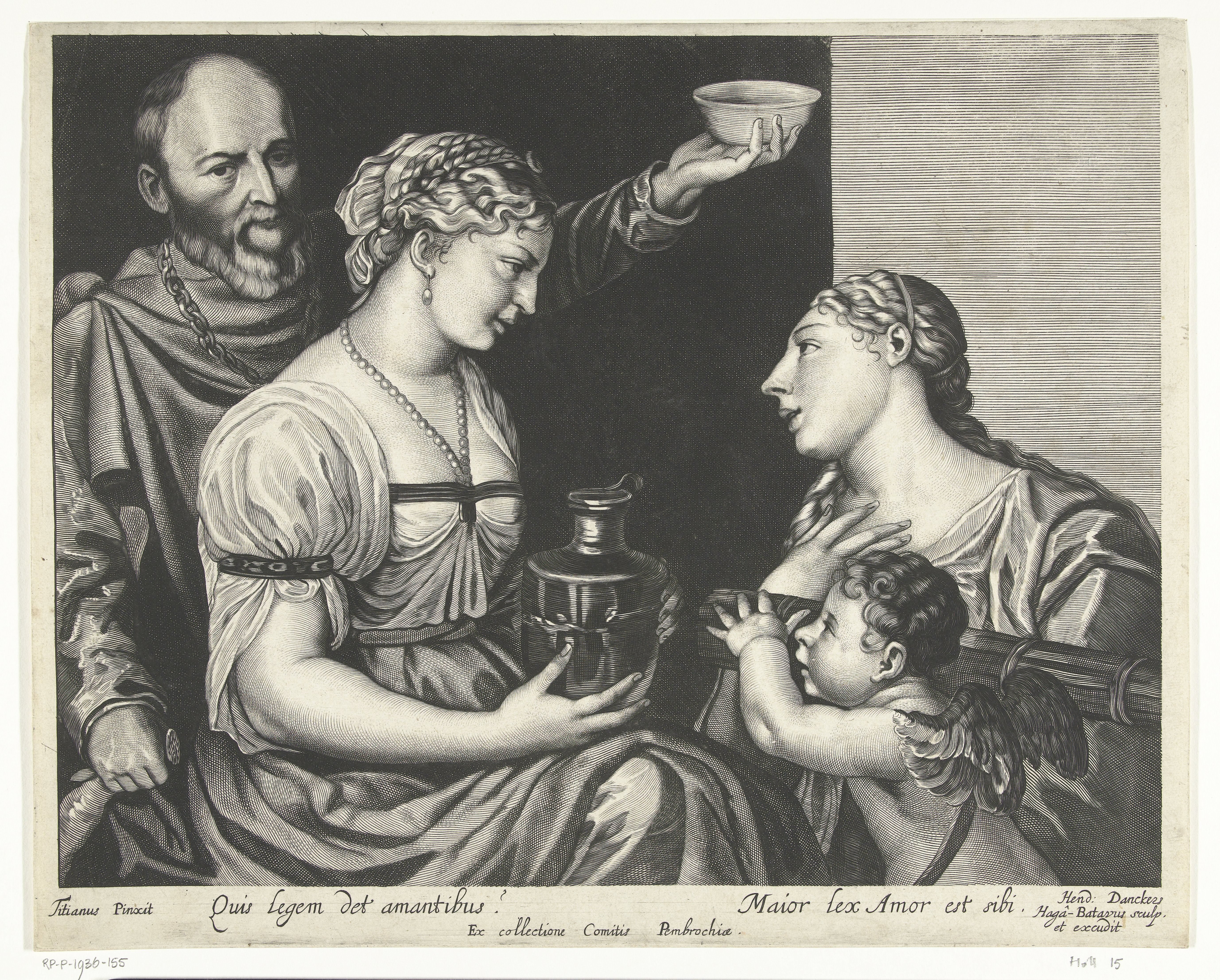 Twee geliefden met Amor en Venus