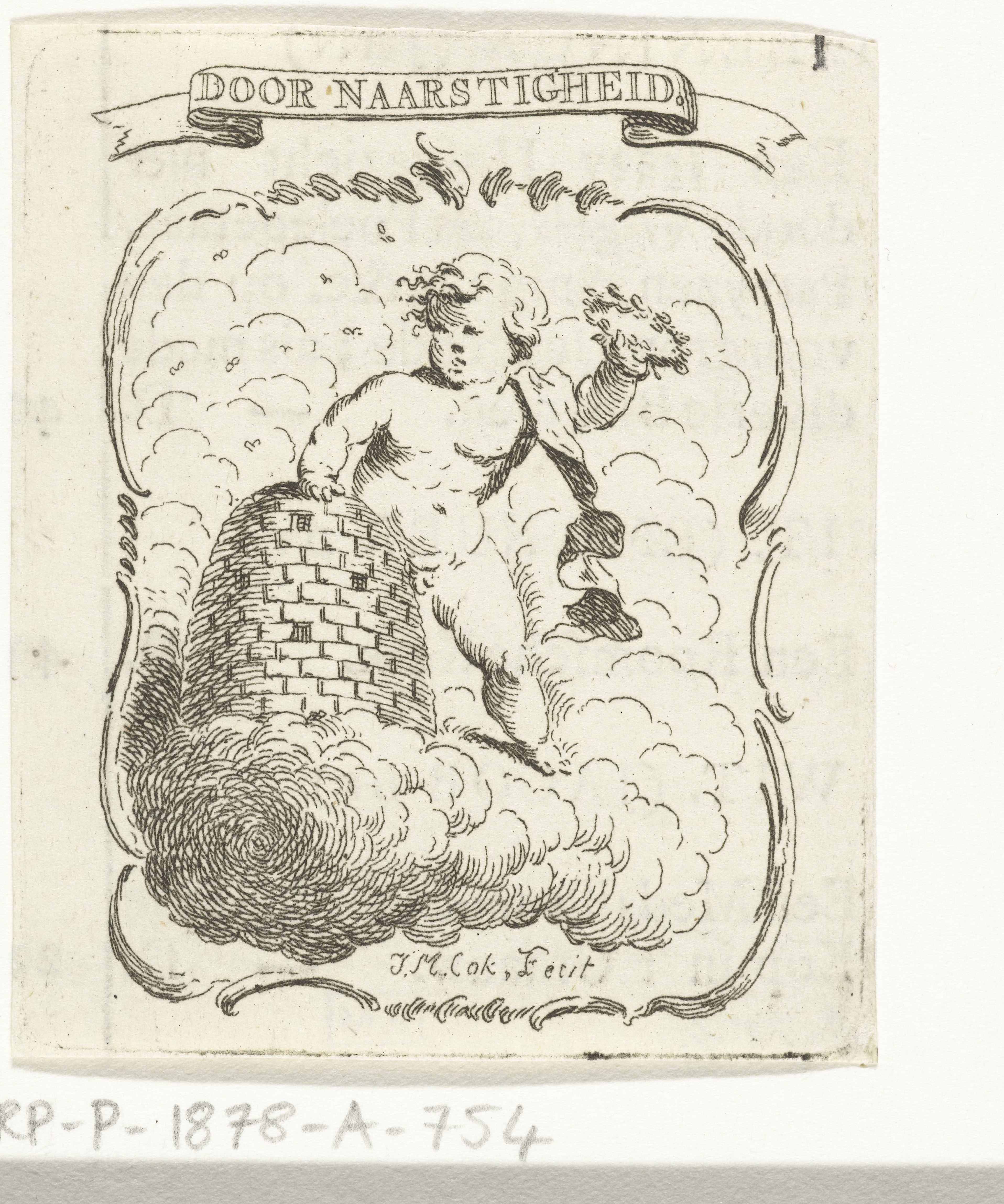 Vignet met putto en bijenkorf