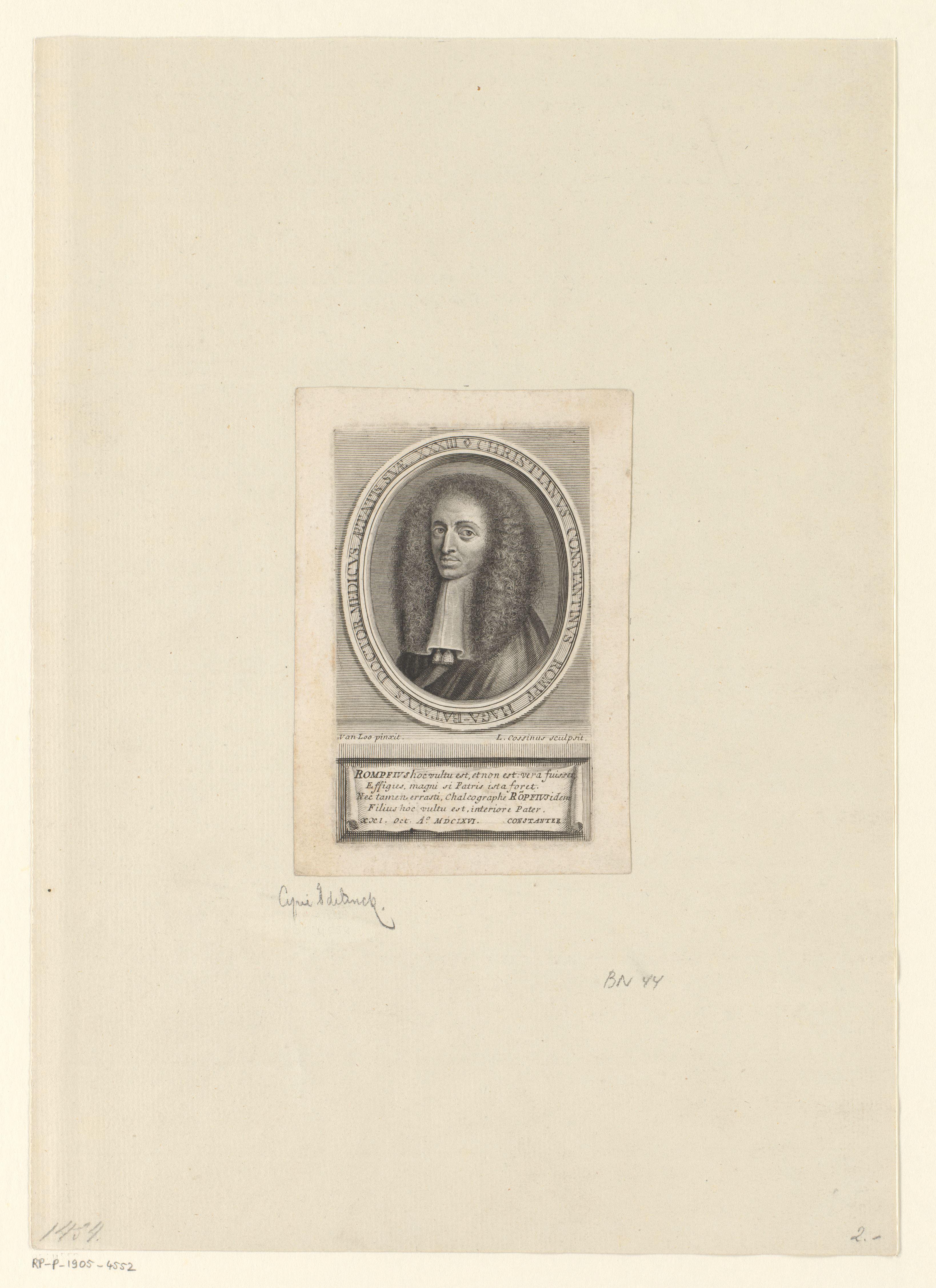 Portret van Christian Constantin Rumpf in ovaal