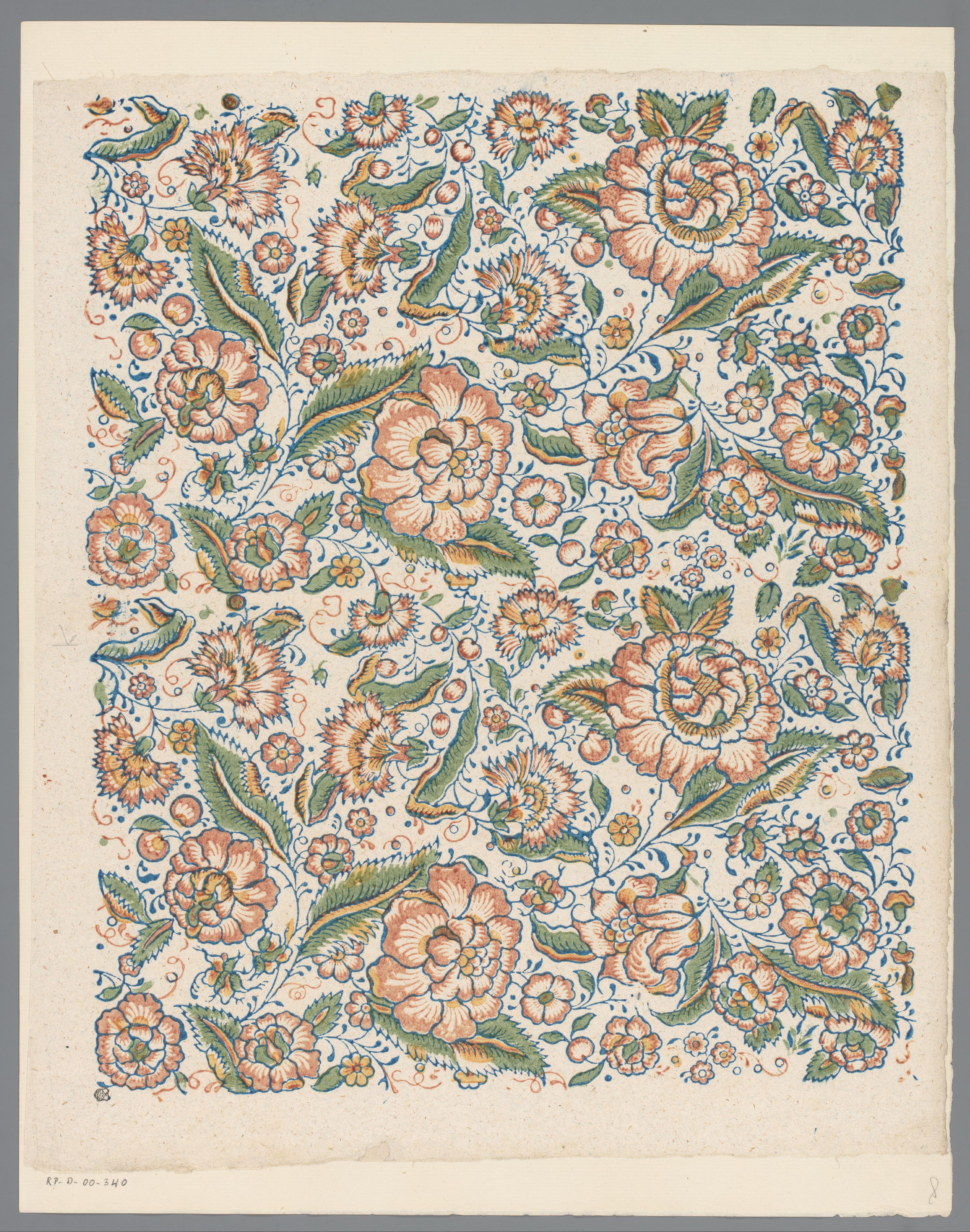 Blad met regelmatig verdeelde bloemen met vruchten