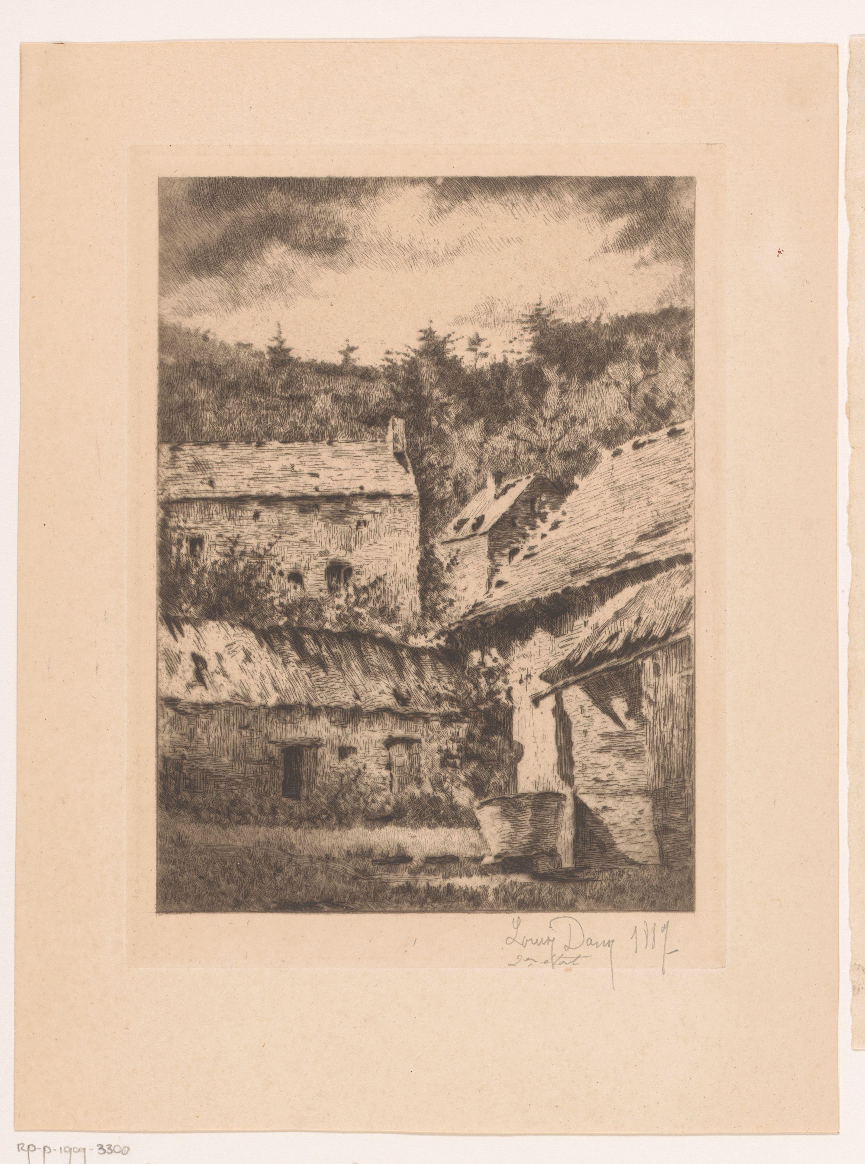 Heuvelachtig landschap met boerenhofstede