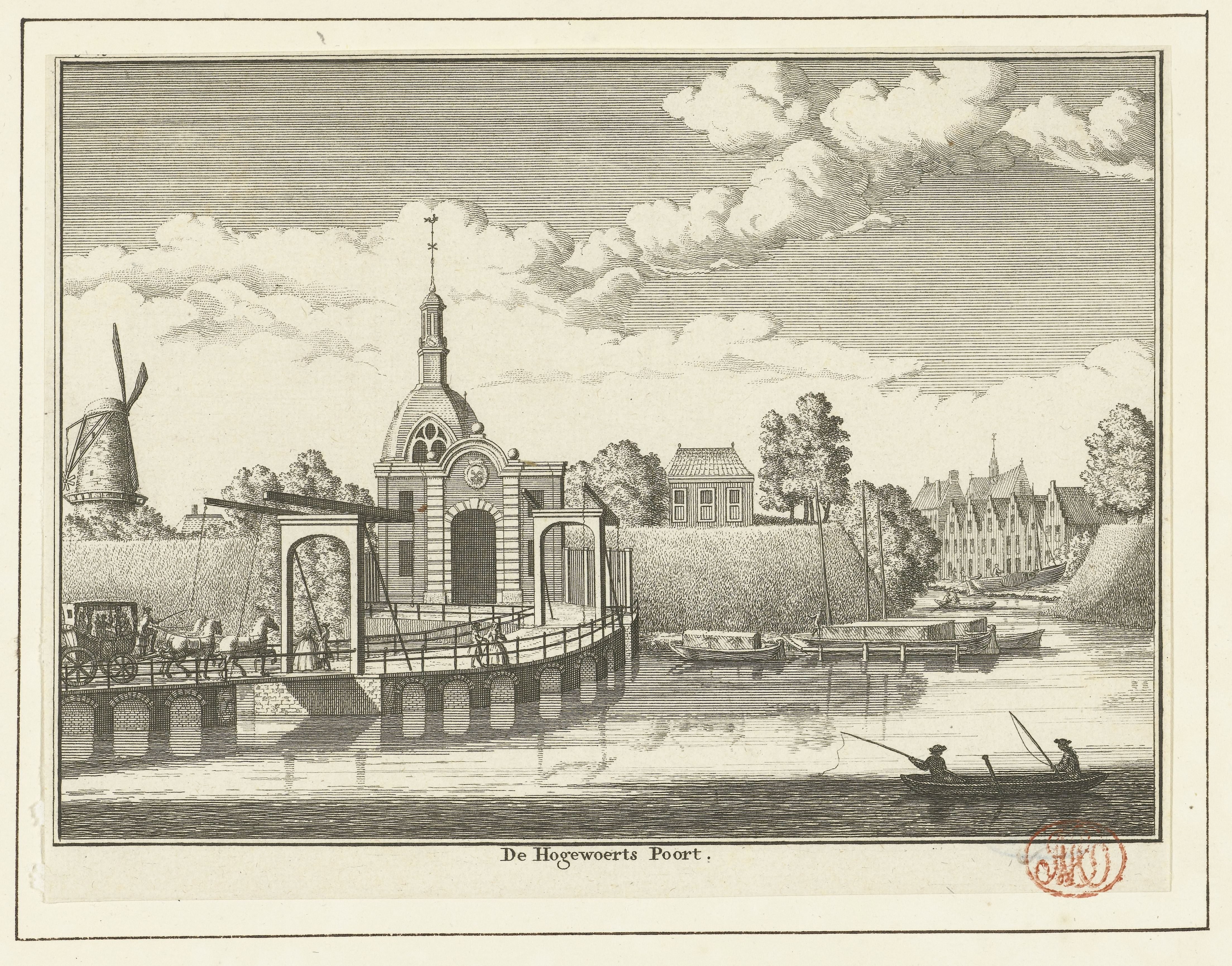 Gezicht op de Hoogewoerdsbuitenpoort te Leiden