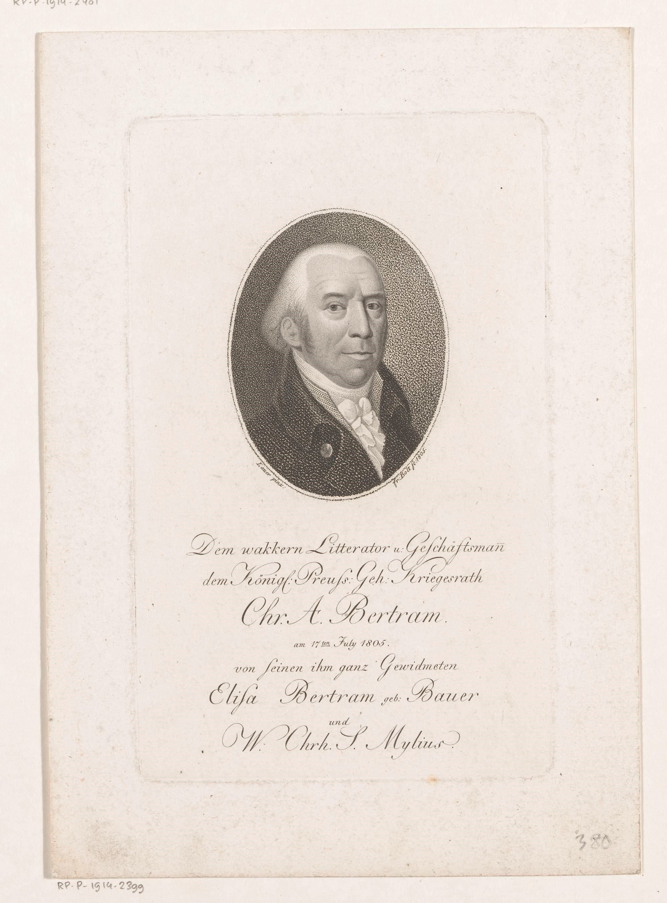 Portret van Christian August Bertram