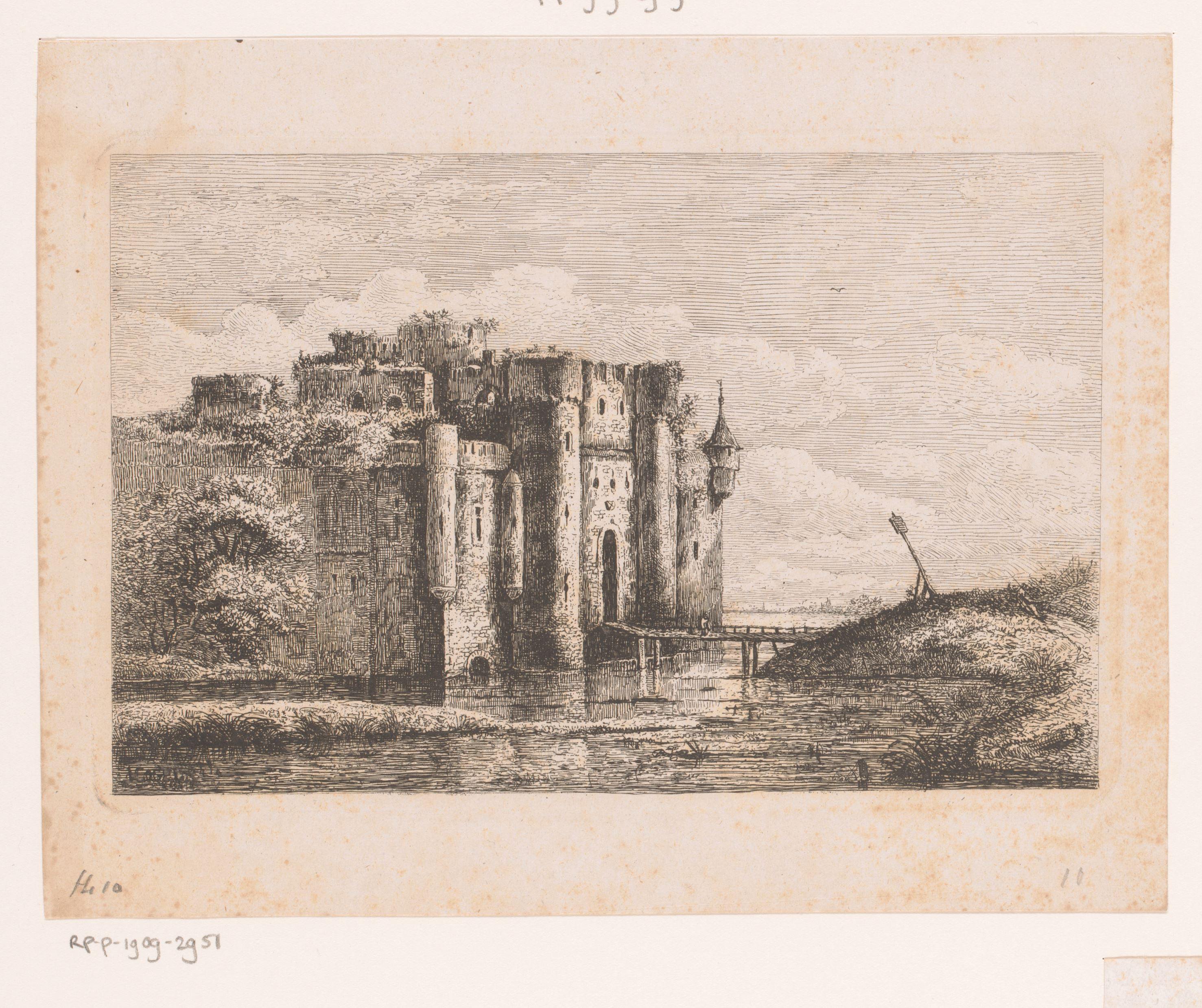 Kasteelruïne met toegangsbrug
