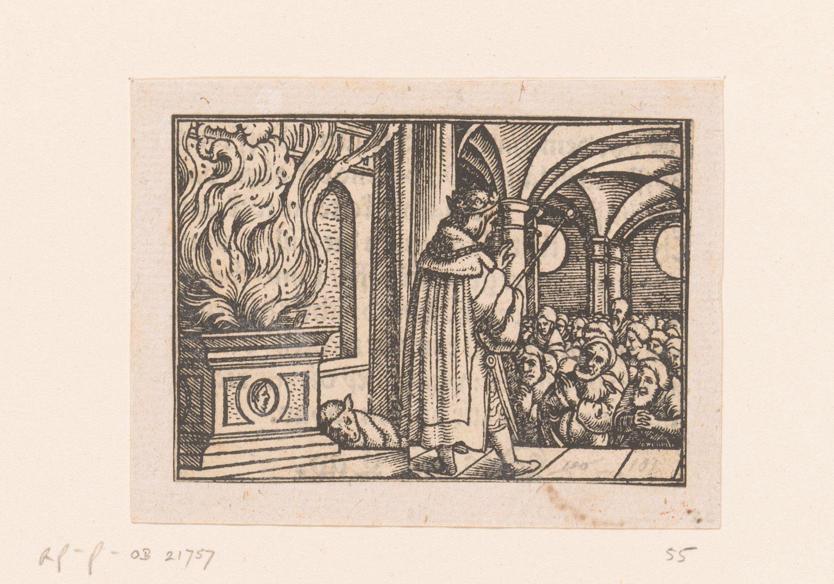 Salomon zegent het volk in de tempel