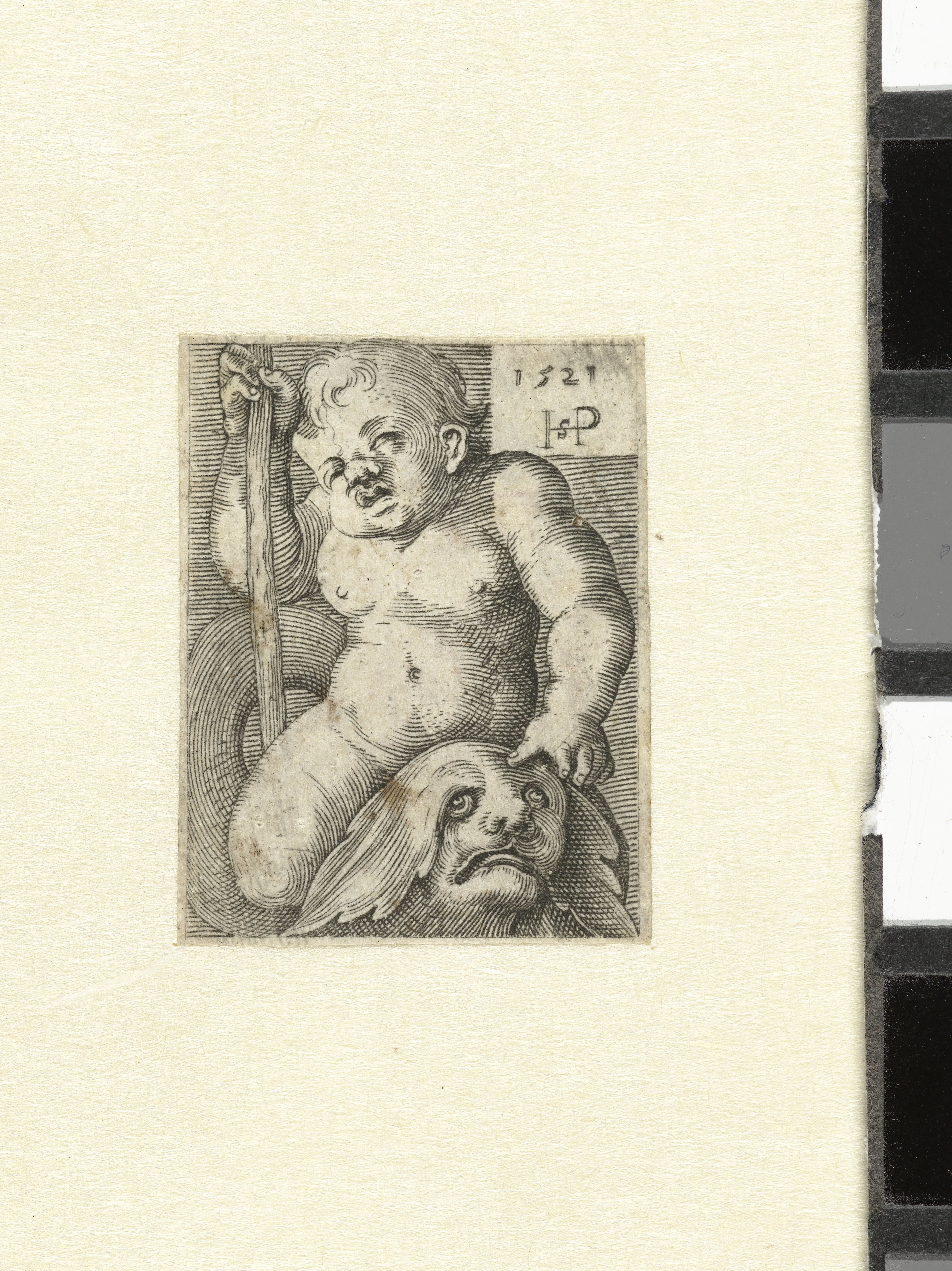 Putto op een dolfijn