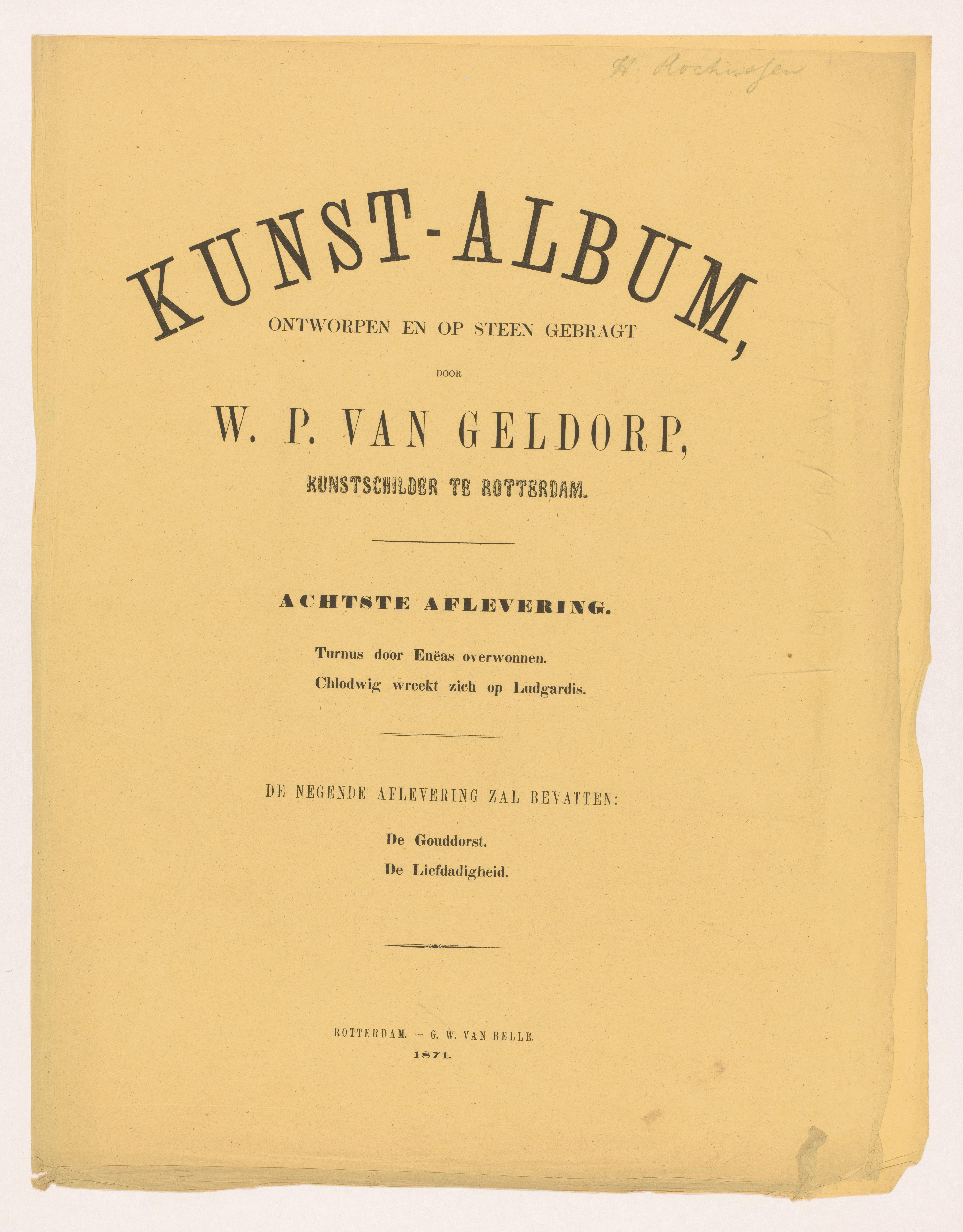 Omslag voor Kunst-Album door W. P. van Geldorp achtste aflevering 1871