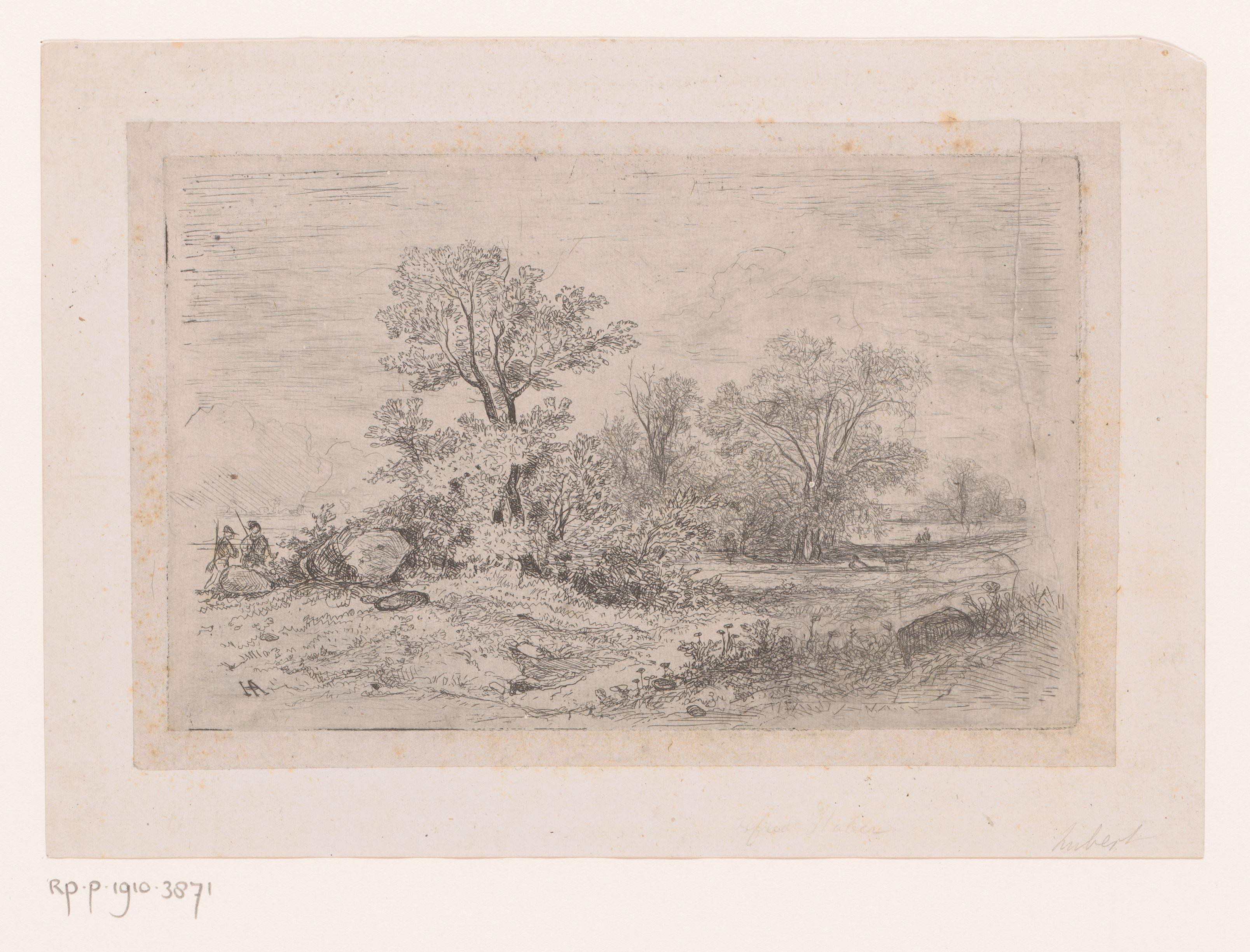 Landschap met twee jagers