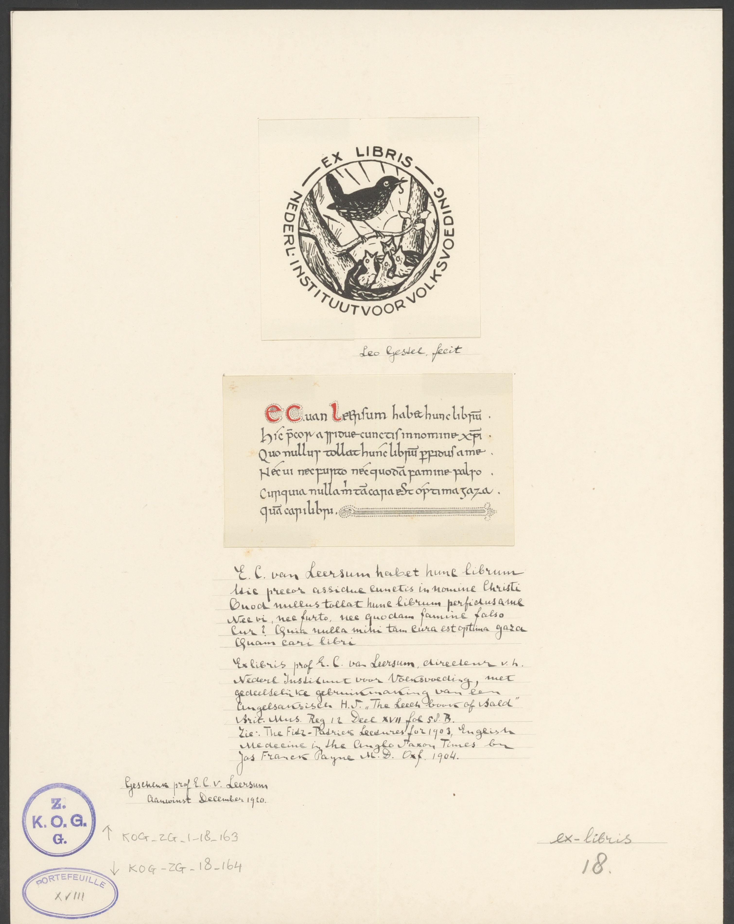 Ex libris van Evert Cornelis van Leersum