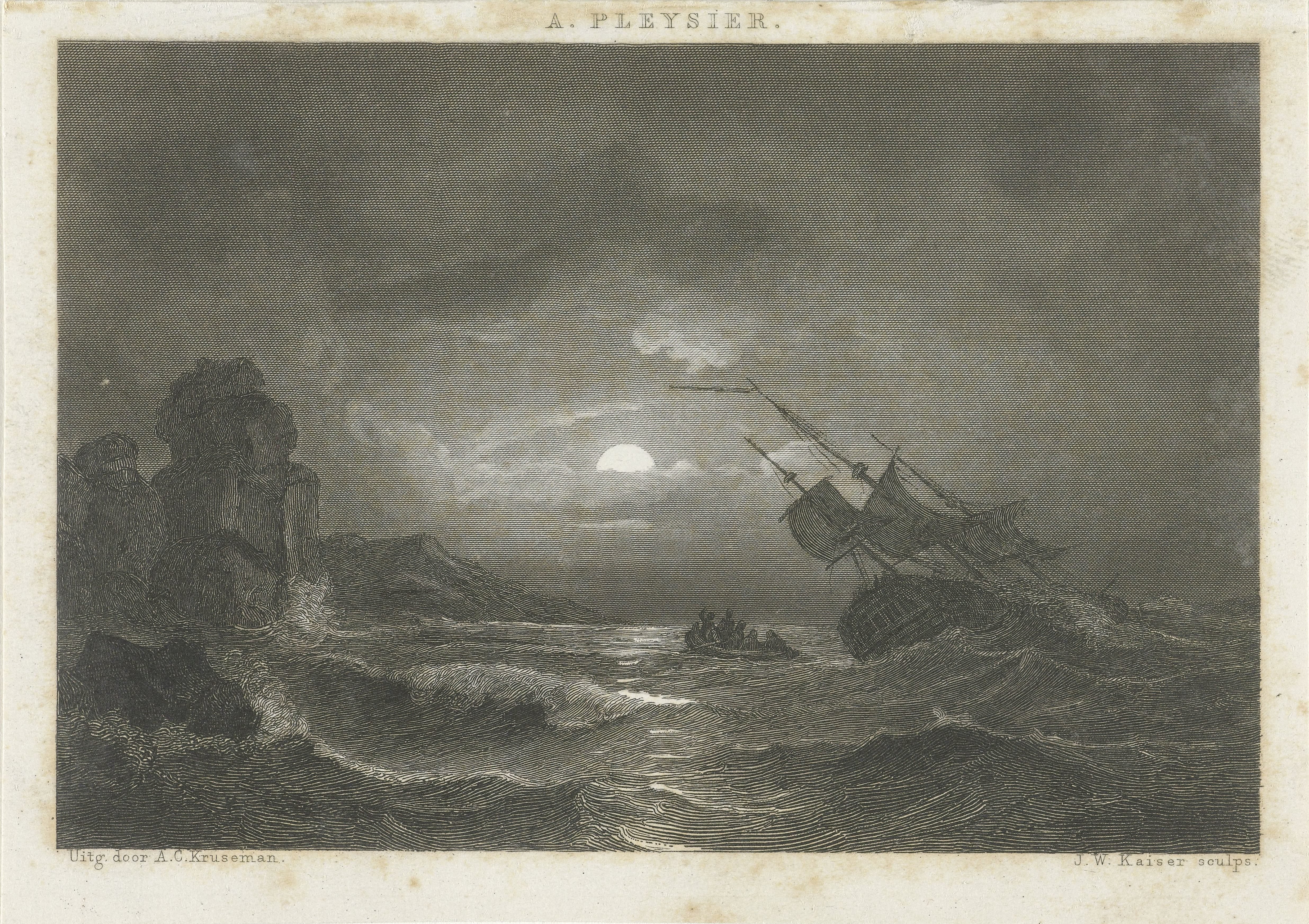 Schip in nood bij nacht
