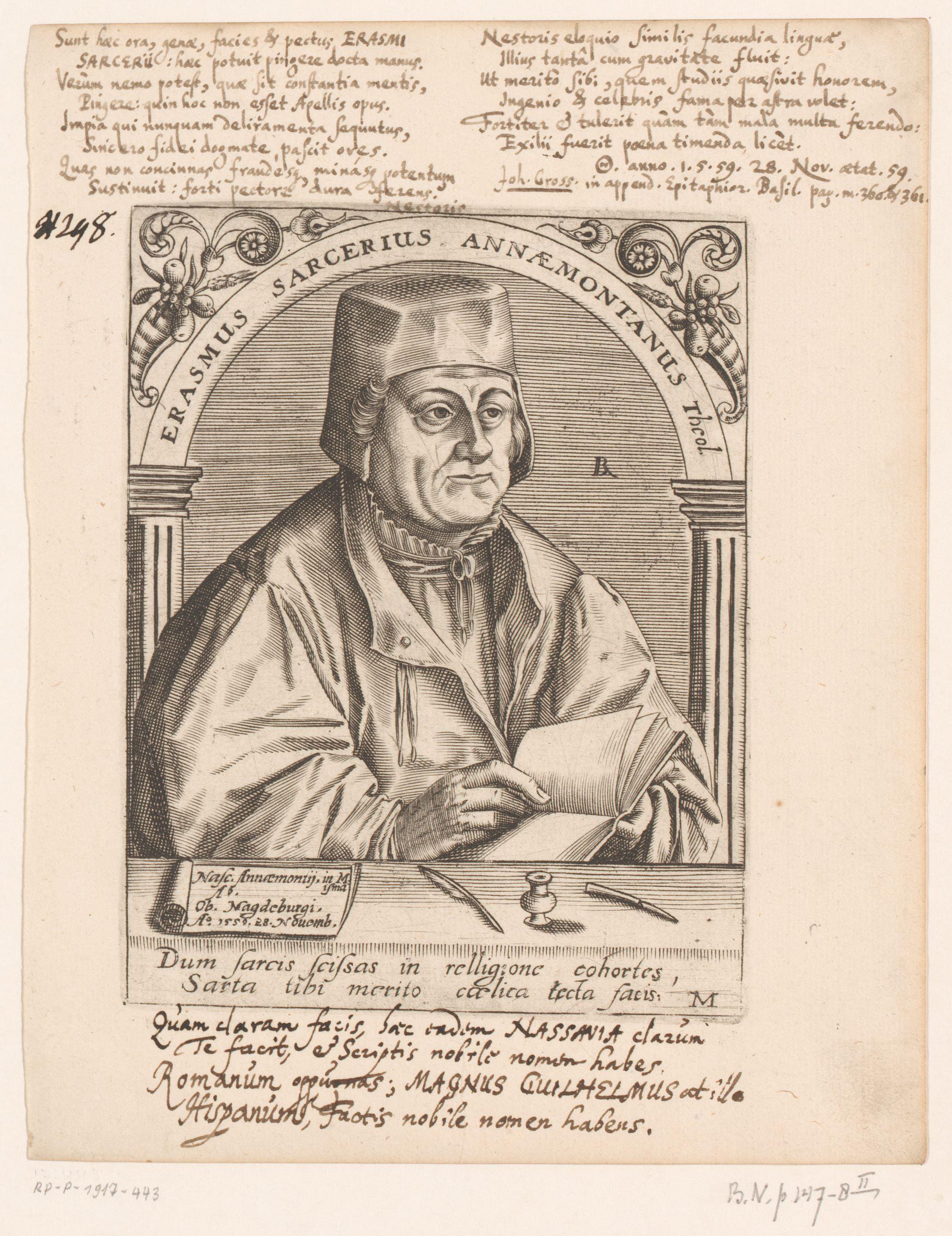 Portret van Erasmus Sarcerius