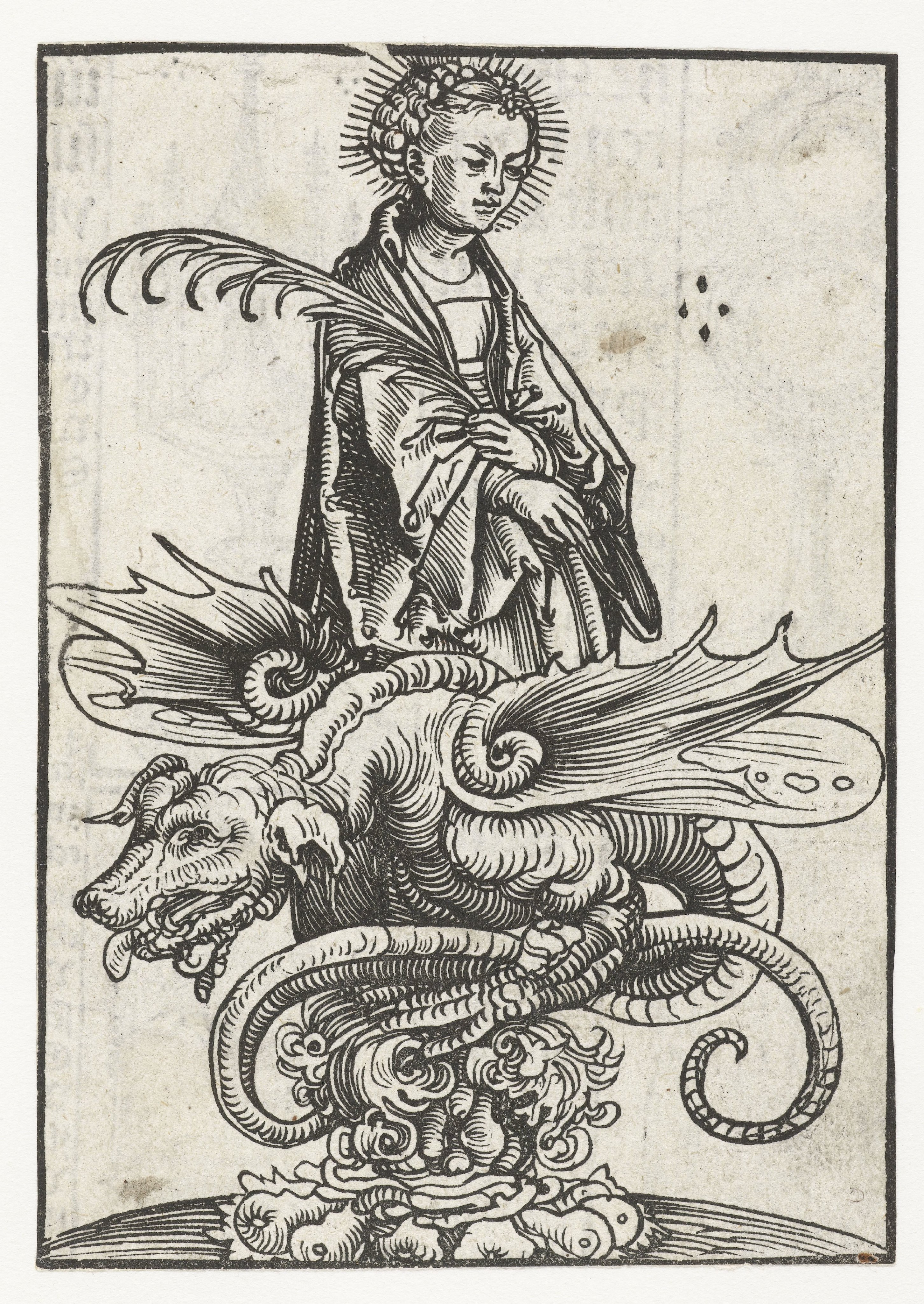 Beeld van heilige Margaretha en draak