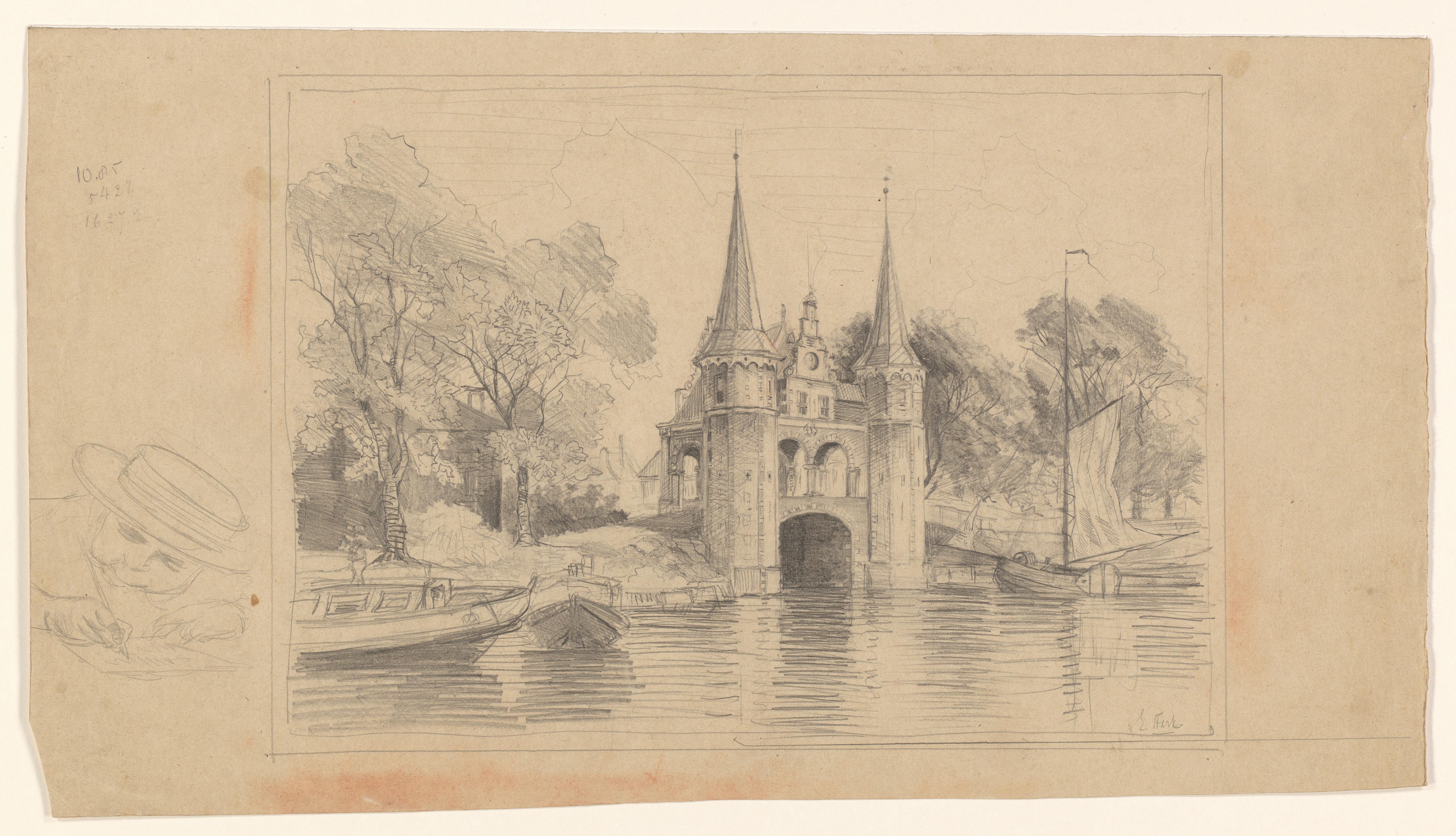 Gezicht op de Waterpoort te Sneek